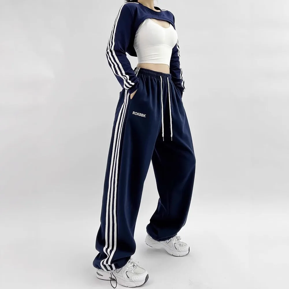 Embroidered Patchwork Wide-Leg Athletic Sweatpants | 4 Colors sold by Zulily product image thumbnail 2