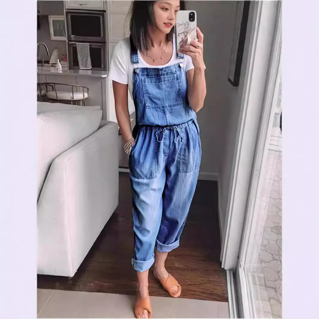 Women's Cotton Sleeveless Wide-Leg Overall Jumpsuit Pants sold by Zulily product image thumbnail 3