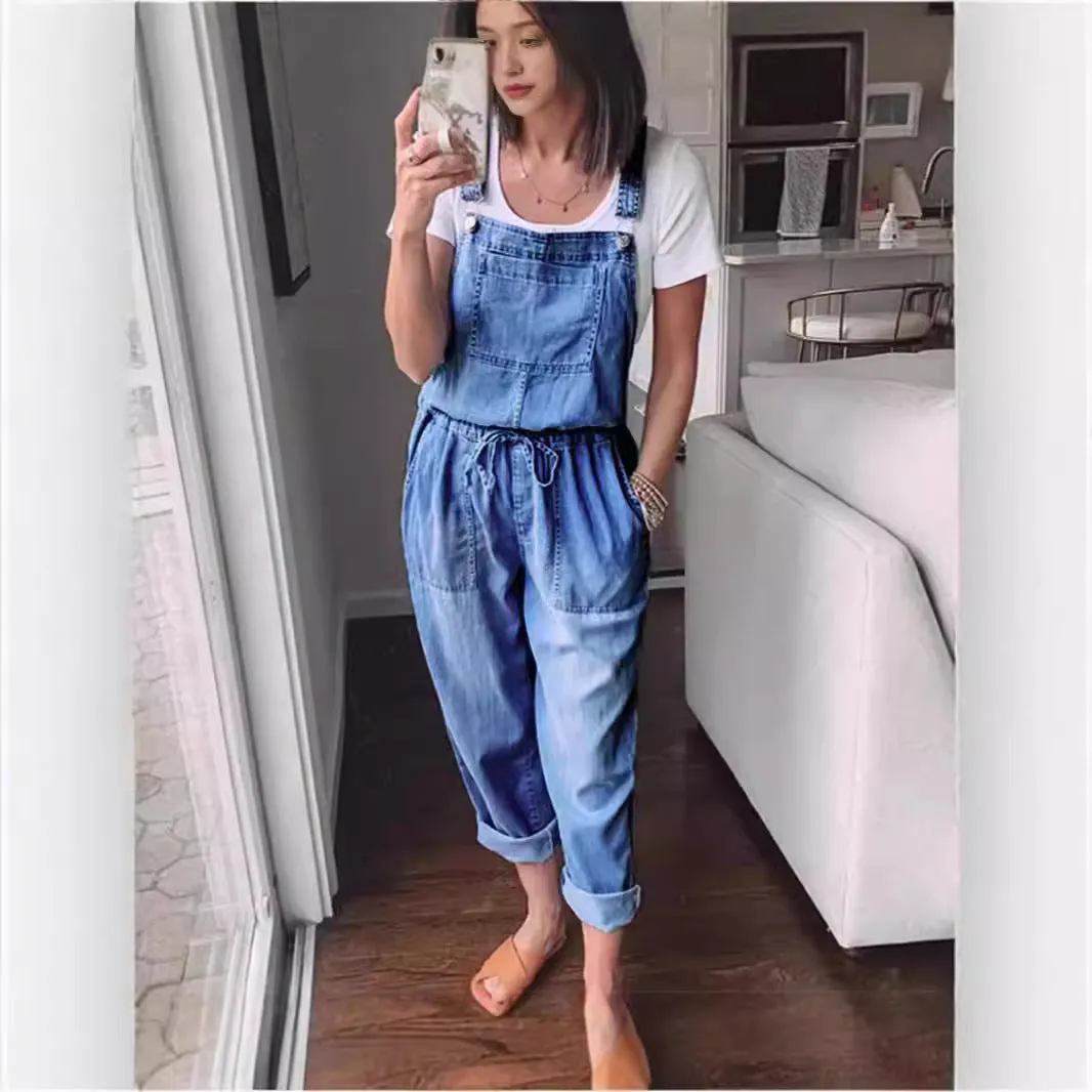 Women's Cotton Sleeveless Wide-Leg Overall Jumpsuit Pants sold by Zulily product image thumbnail 2