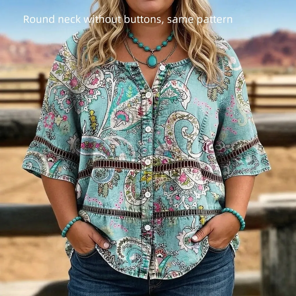 Women's 3D Print 3/4 Sleeve Casual Top – Plus Size Inclusive sold by Zulily product image thumbnail 4