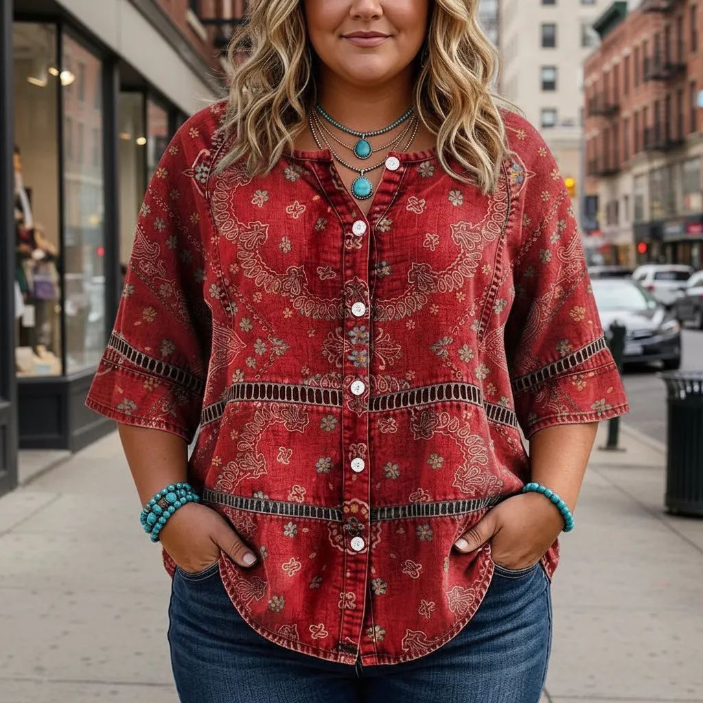 Women's 3D Print 3/4 Sleeve Casual Top – Plus Size Inclusive sold by Zulily