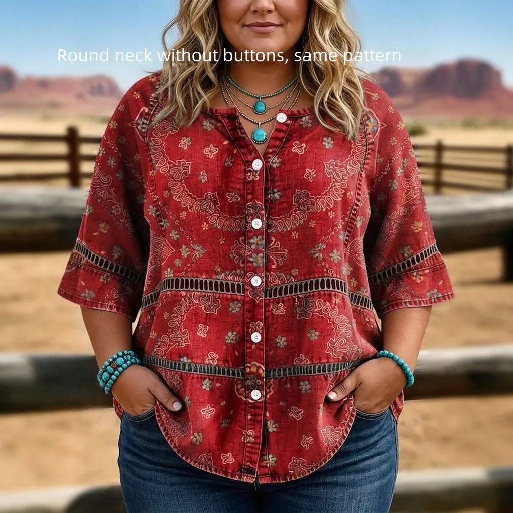 Women's 3D Print 3/4 Sleeve Casual Top – Plus Size Inclusive sold by Zulily product image thumbnail 5