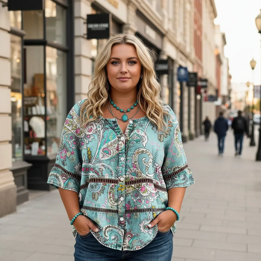 Women's 3D Print 3/4 Sleeve Casual Top – Plus Size Inclusive sold by Zulily product image thumbnail 2