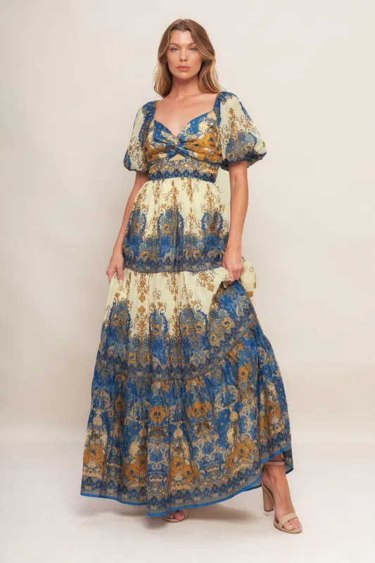 Midnight Serenade Empire Woven Maxi Dress made by Flying Tomato