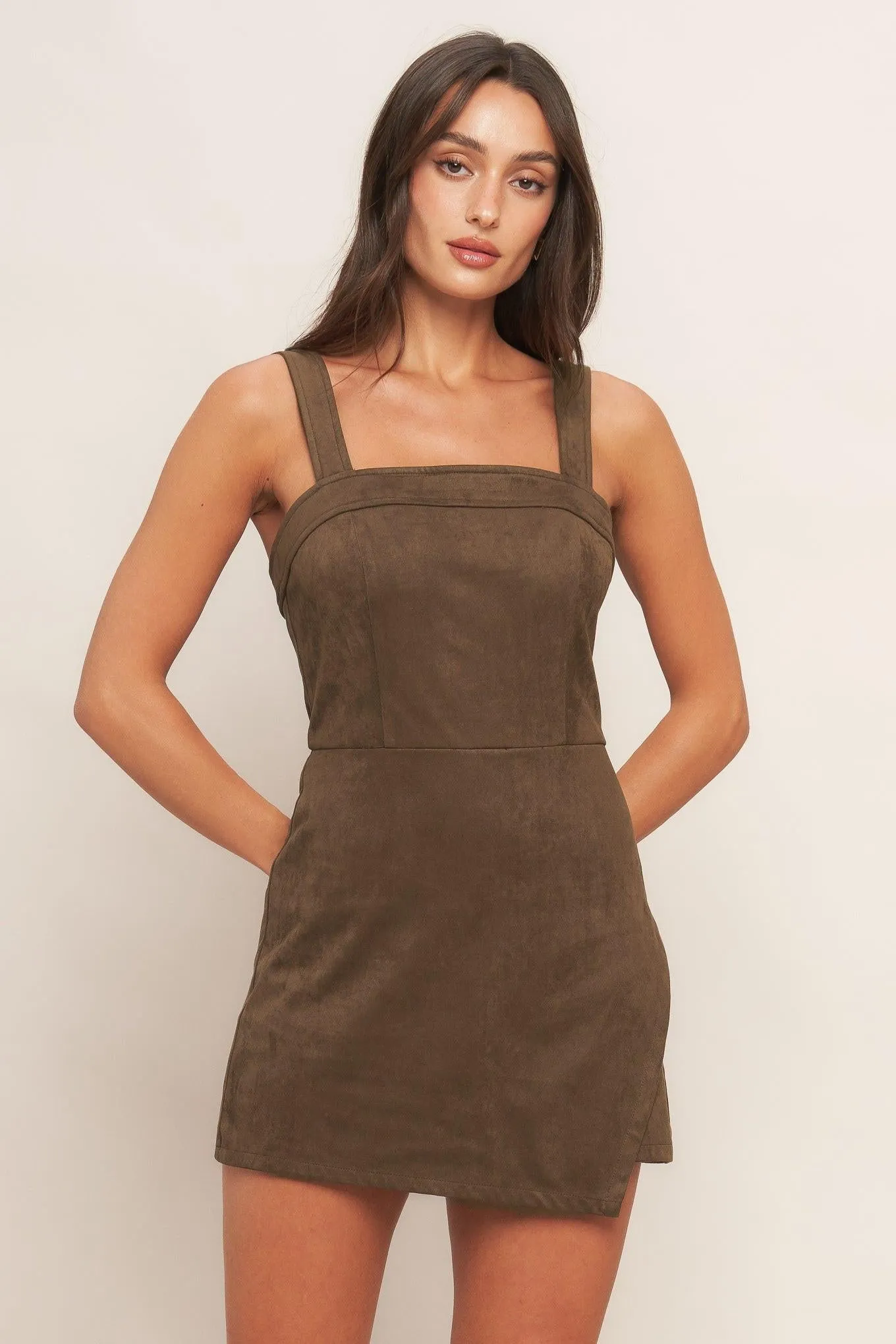 Brown Sugar Glow Faux Suede Romper sold by Zulily product image thumbnail 5