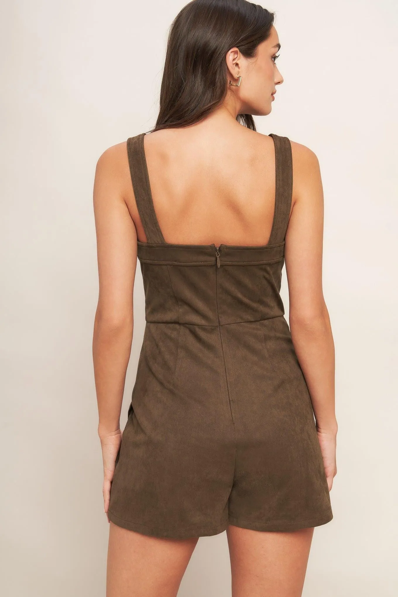 Brown Sugar Glow Faux Suede Romper sold by Zulily product image thumbnail 2