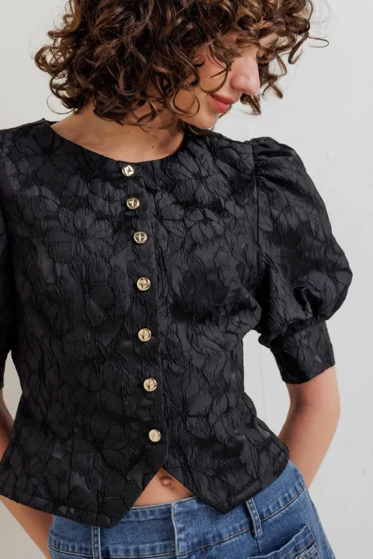 Quiet Luxe Romance Woven Top made by Flying Tomato