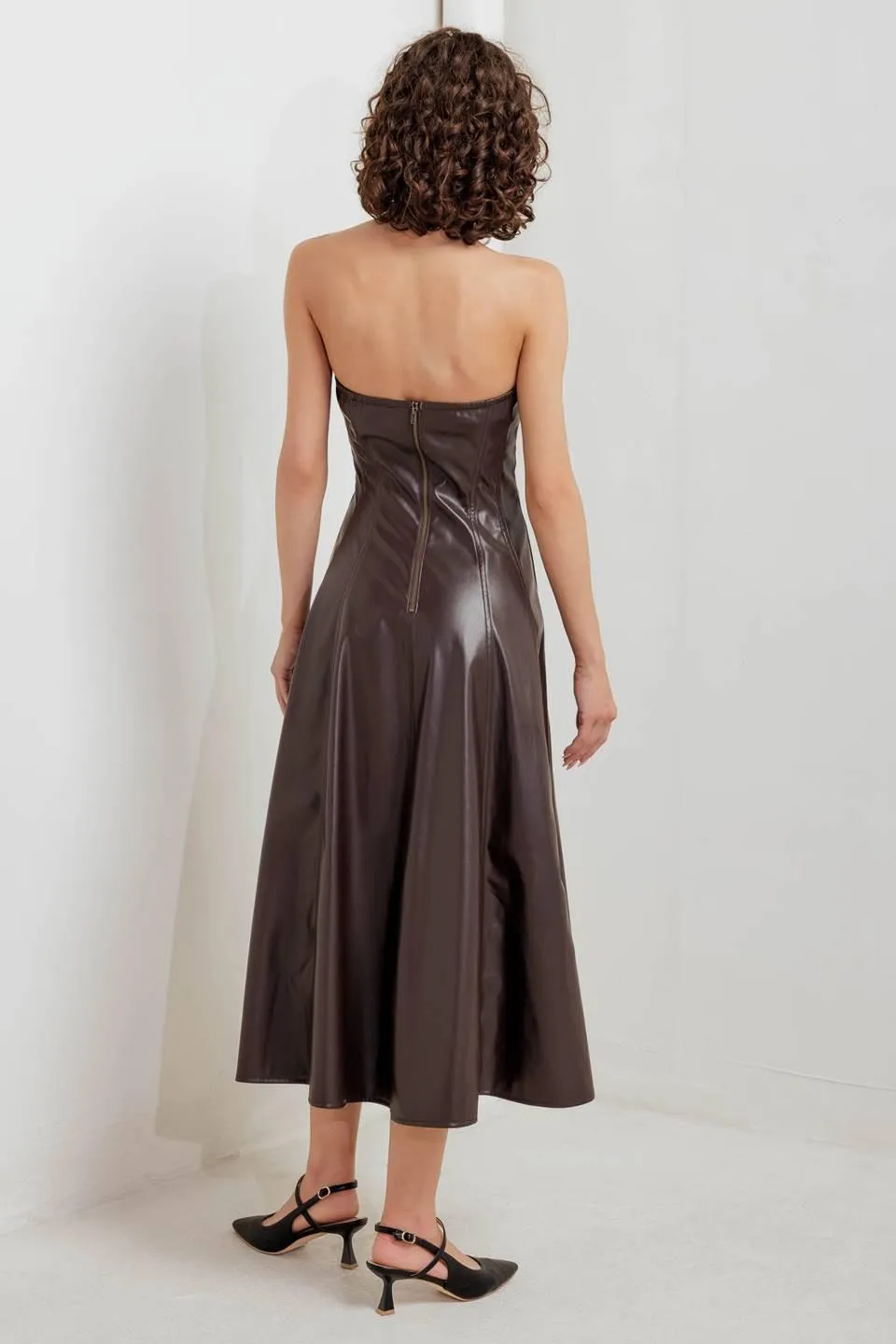Espresso Diva Faux Leather Midi Dress sold by Zulily product image thumbnail 3