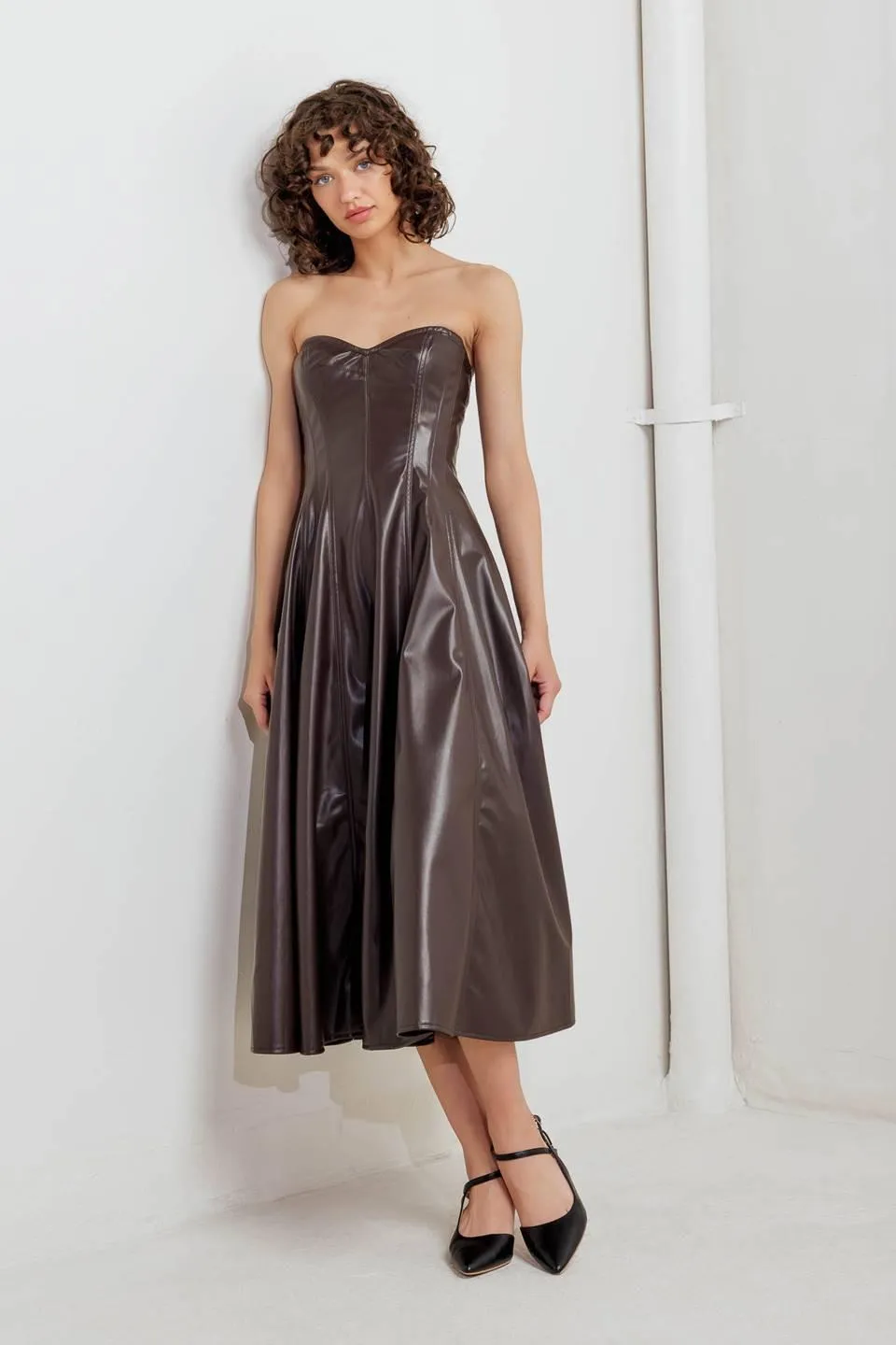 Espresso Diva Faux Leather Midi Dress sold by Zulily product image thumbnail 4