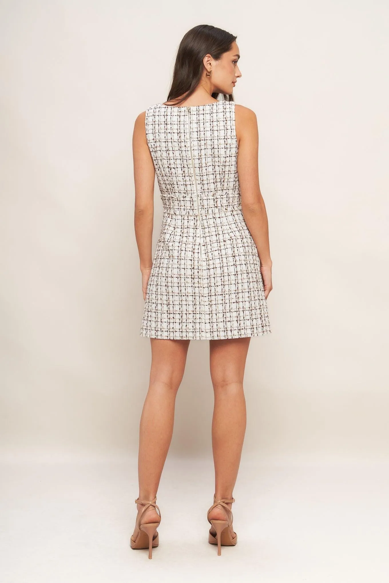 Golden Grid Luxe Tweed Mini Dress sold by Zulily product image thumbnail 4