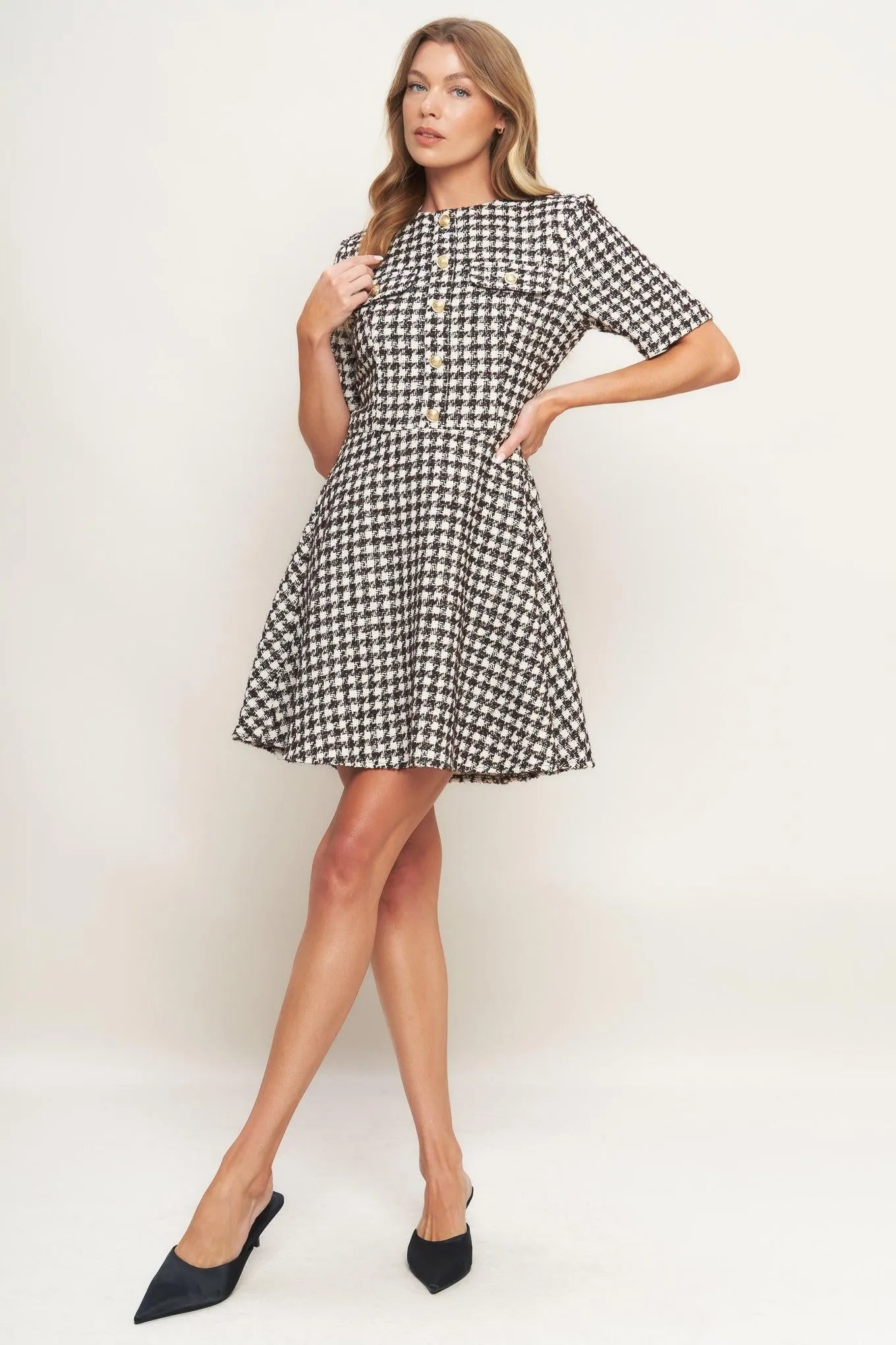 Elegant Check Tweed Mini Dress sold by Zulily product image thumbnail 5