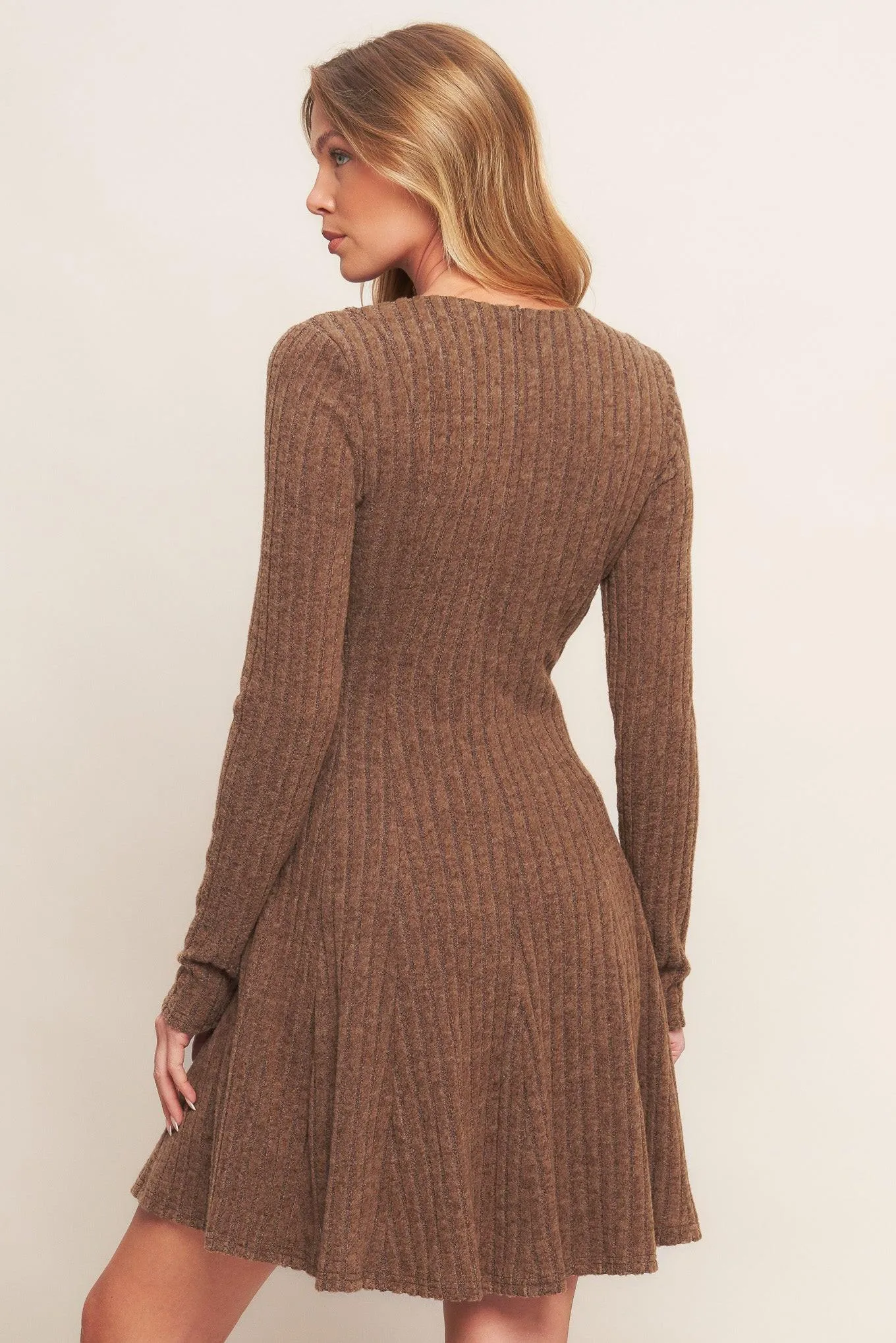 Autumn Coffee Brown Knit Mini Dress sold by Zulily product image thumbnail 5