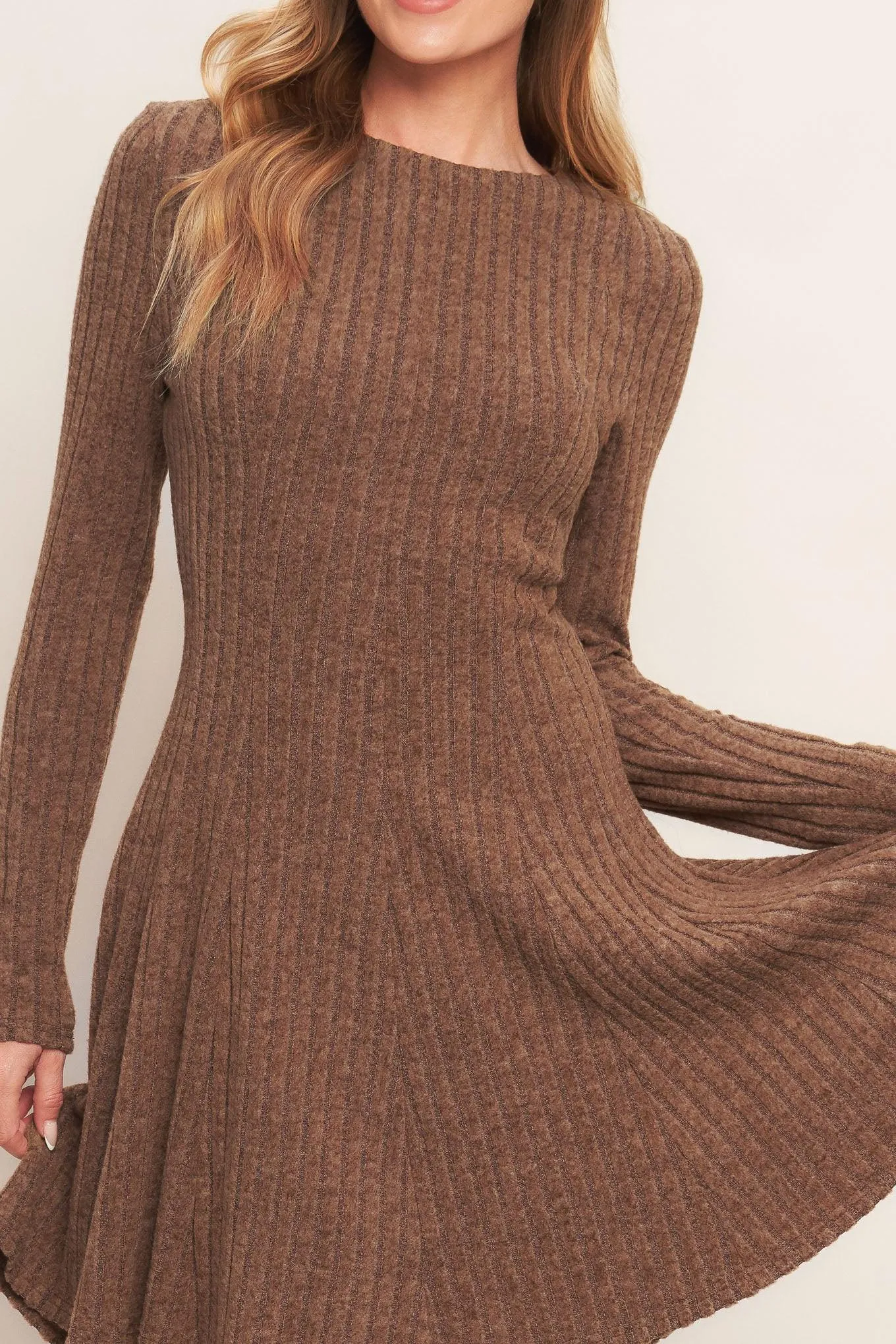 Autumn Coffee Brown Knit Mini Dress sold by Zulily product image thumbnail 2