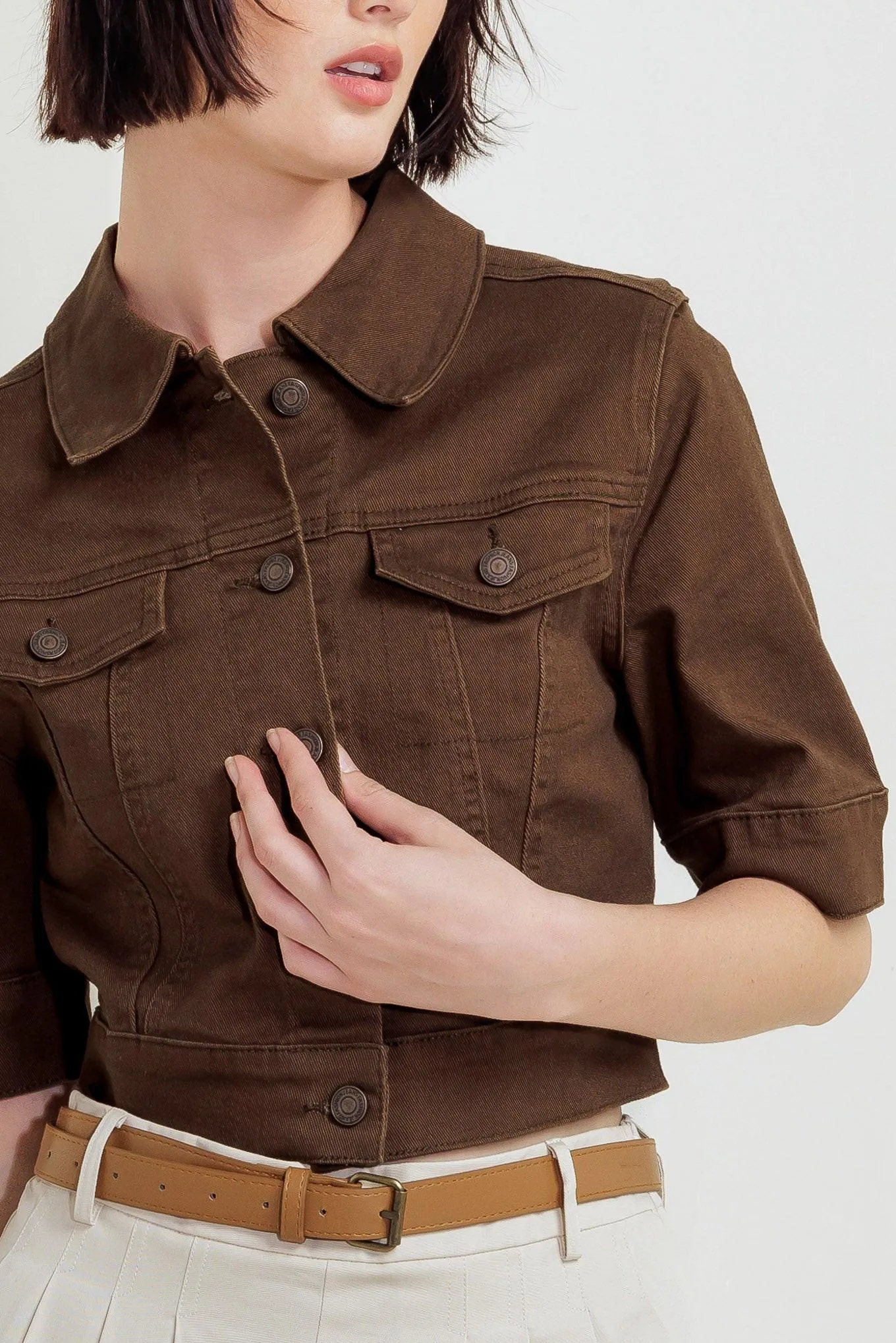 Effortless Edge Brown Twill Jacket sold by Zulily product image thumbnail 5