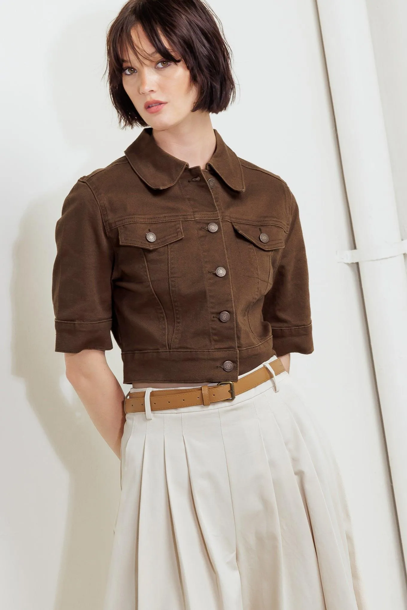 Effortless Edge Brown Twill Jacket sold by Zulily