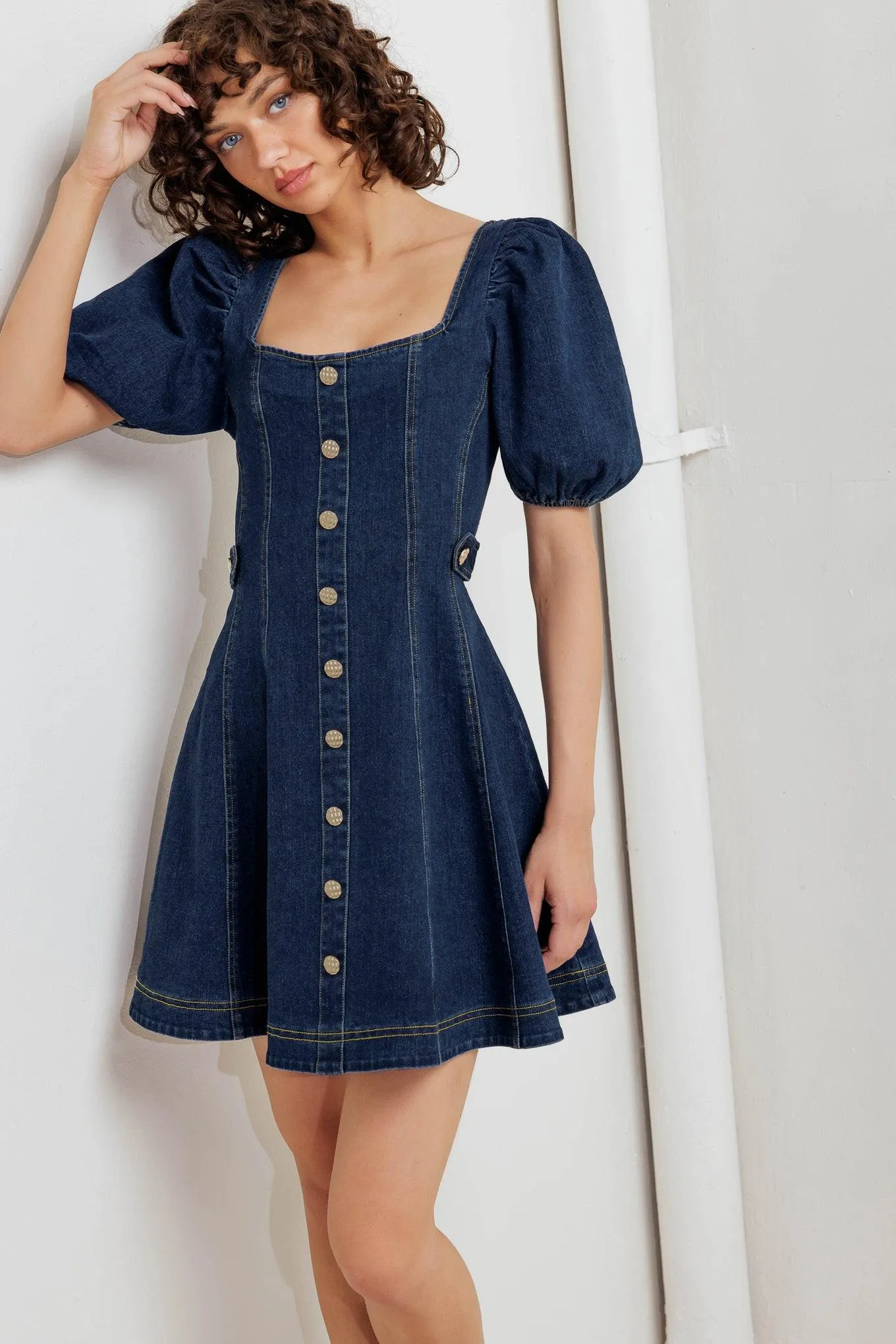 Puff & Play Denim Mini Dress sold by Zulily product image thumbnail 3