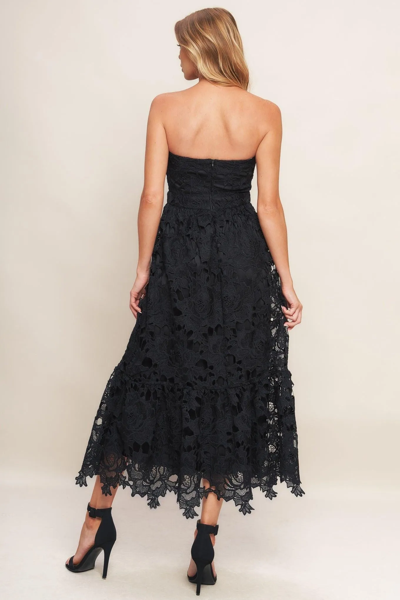 Carefree Nights Black Lace Midi Dress sold by Zulily product image thumbnail 3