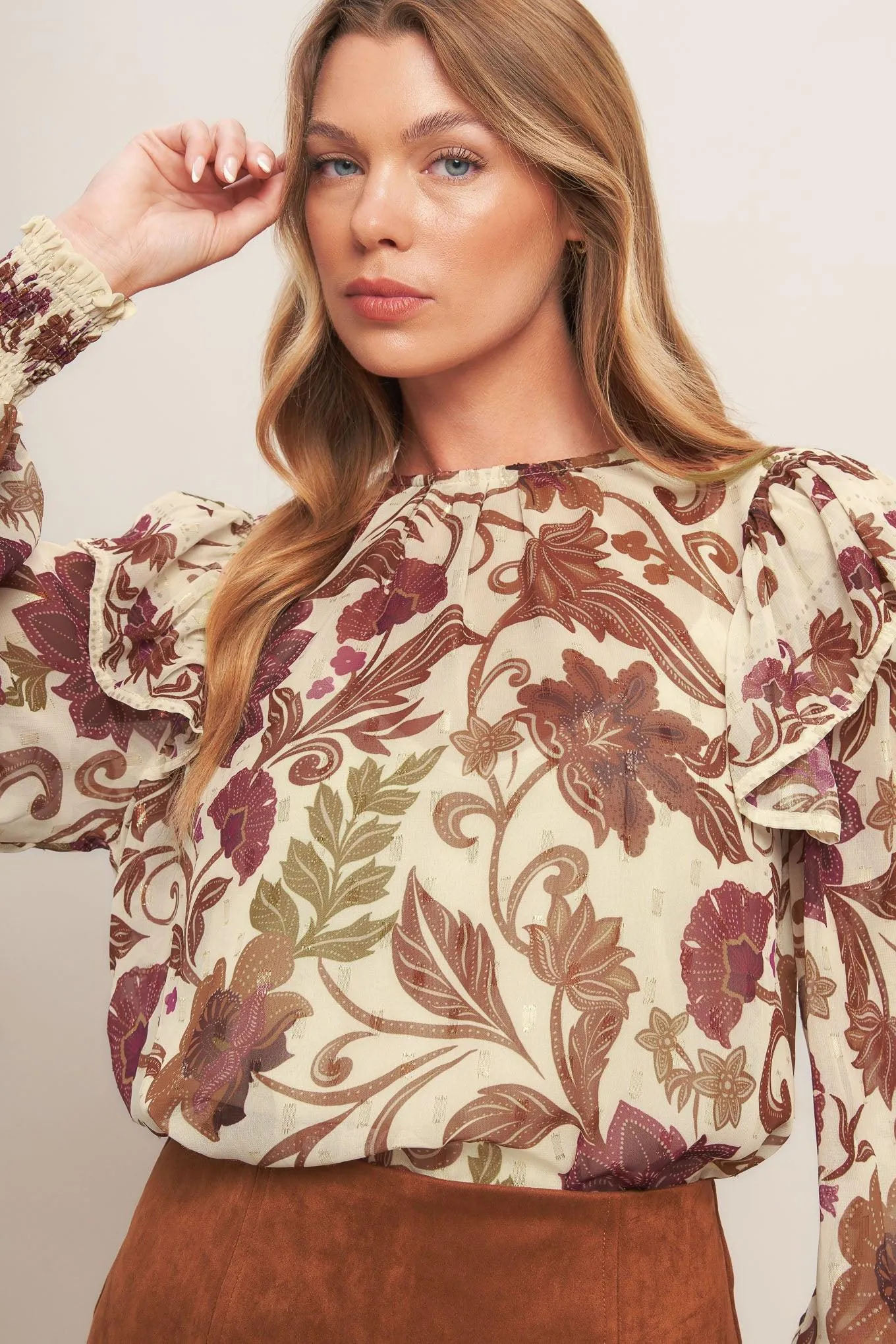 Wild Botanica Ivory Woven Top sold by Zulily product image thumbnail 2