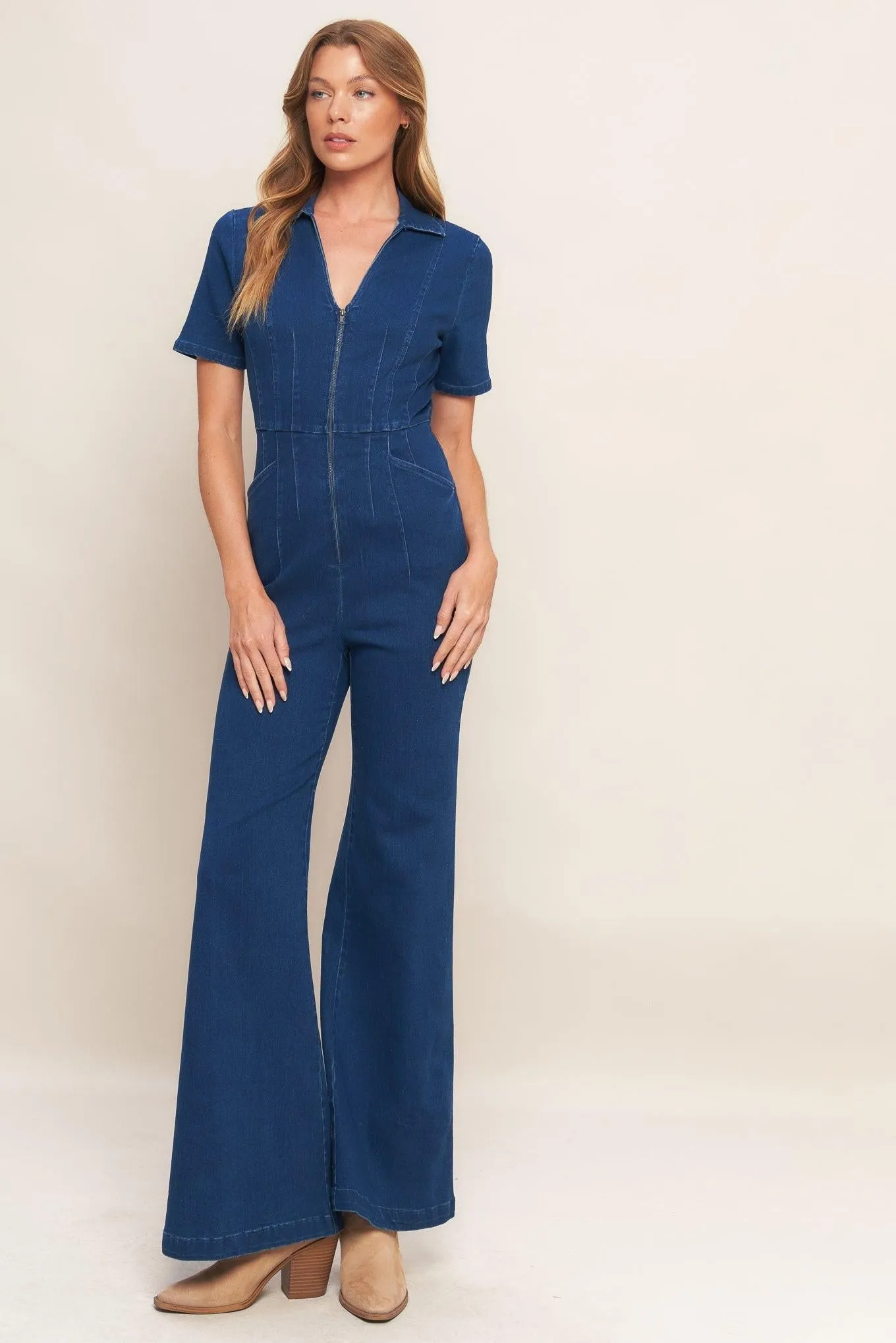 Shy Girl Medium Indigo Denim Jumpsuit sold by Zulily