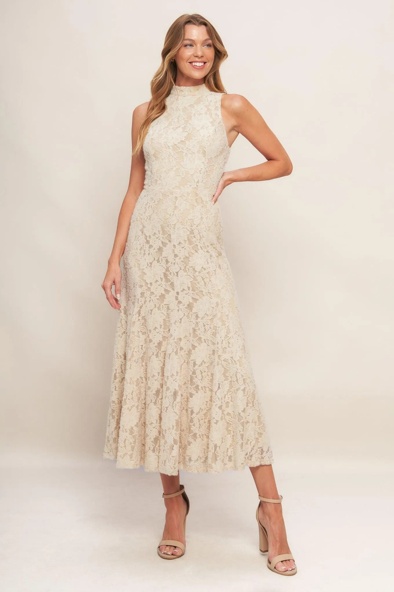Elegant Floral Stretch Lace Midi Dress sold by Zulily product image thumbnail 3