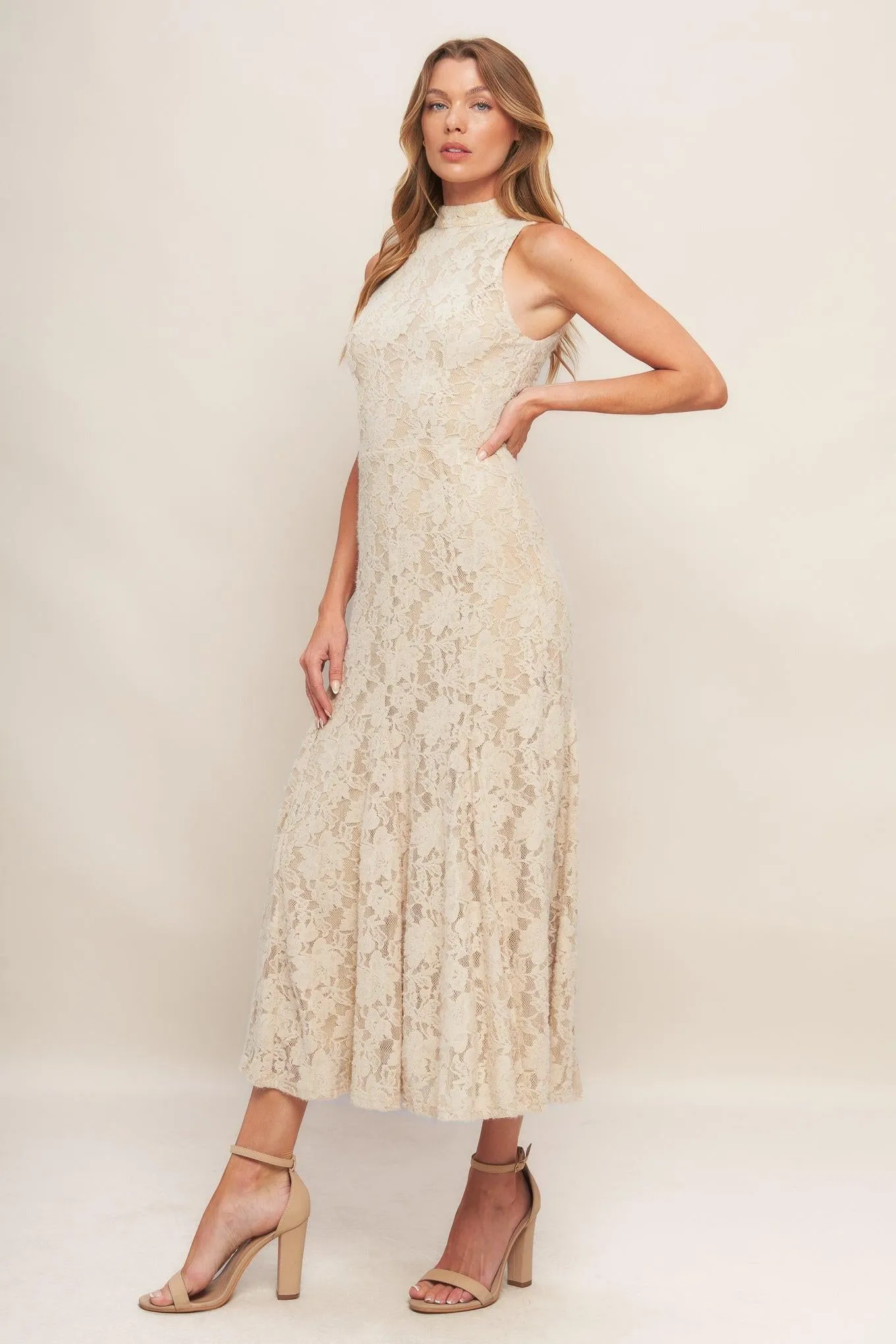 Elegant Floral Stretch Lace Midi Dress sold by Zulily product image thumbnail 5