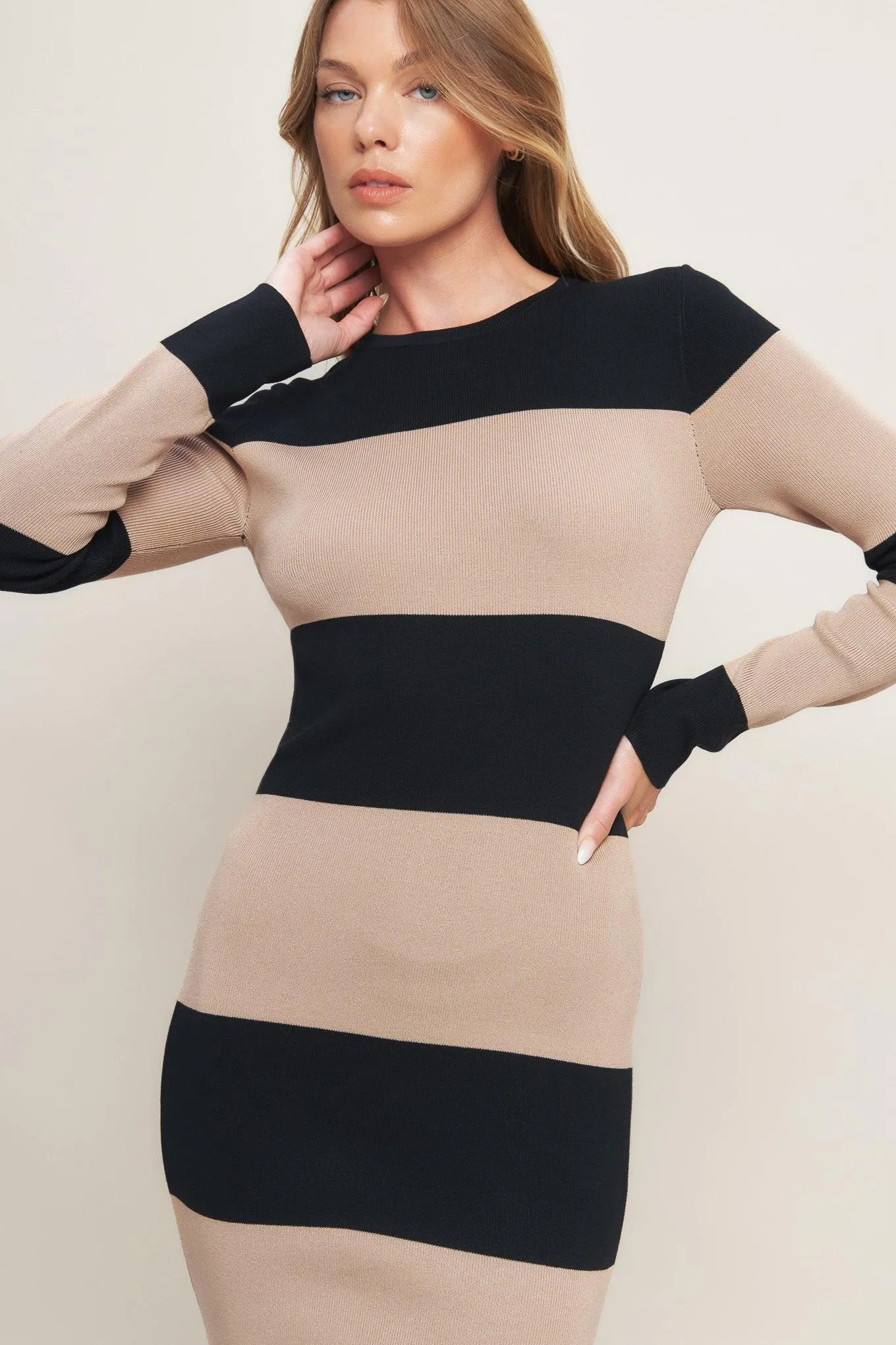 Modern Attitude Striip Sweater Midi Dress sold by Zulily product image thumbnail 4