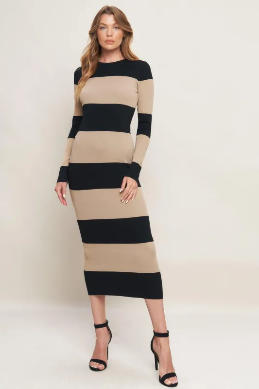 Modern Attitude Striip Sweater Midi Dress made by Flying Tomato