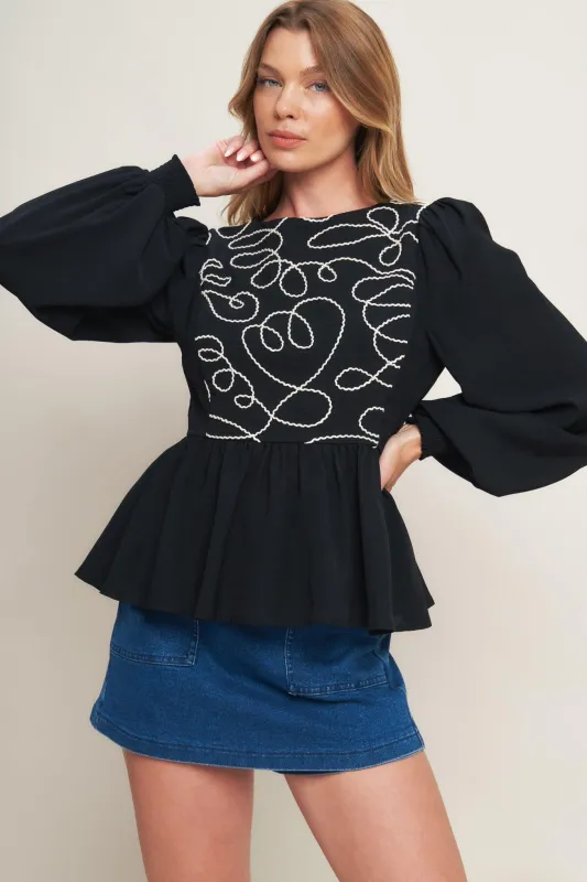 Black Canvas Woven Top made by Flying Tomato