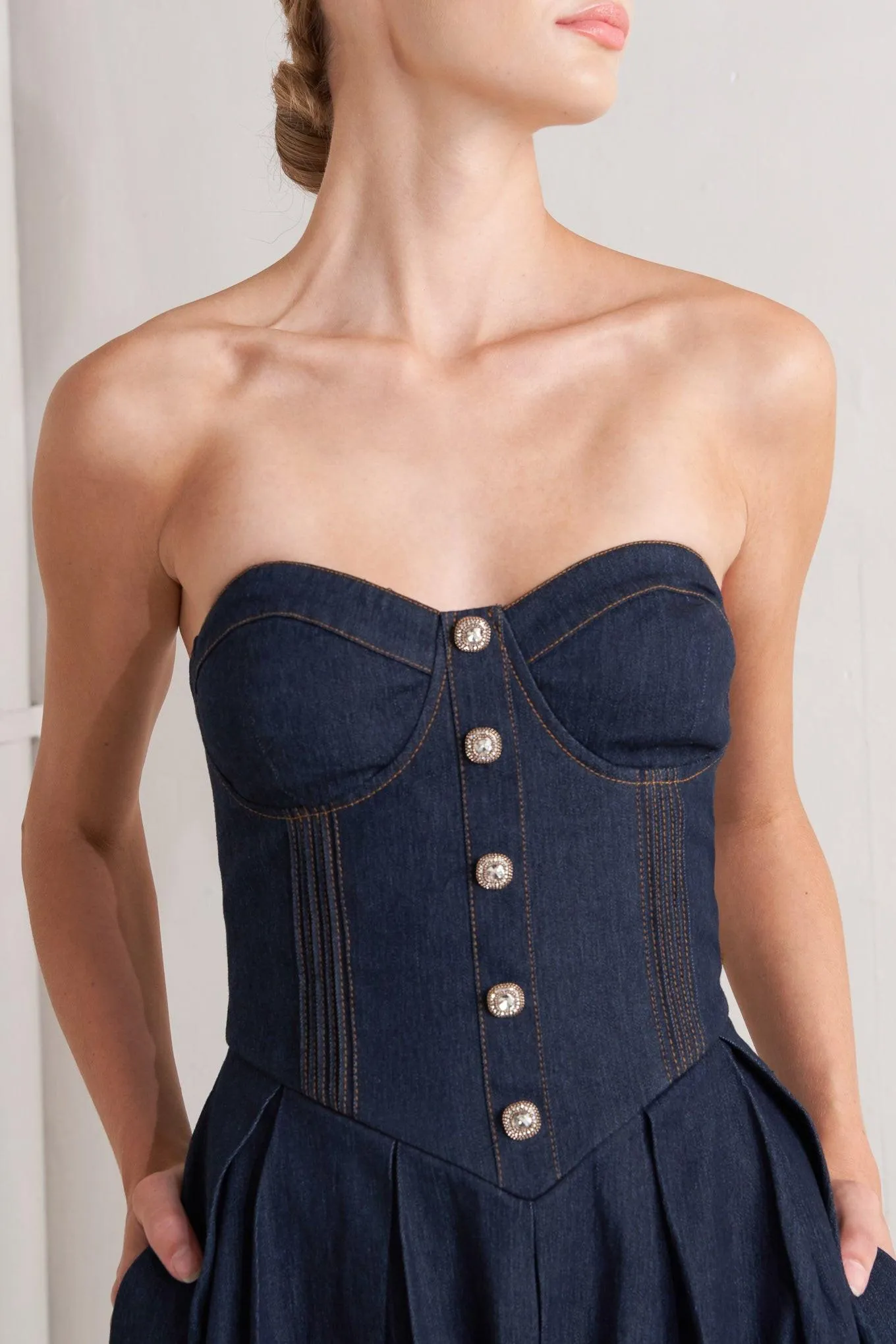 Urban Corset Denim Midi Dress sold by Zulily product image thumbnail 2