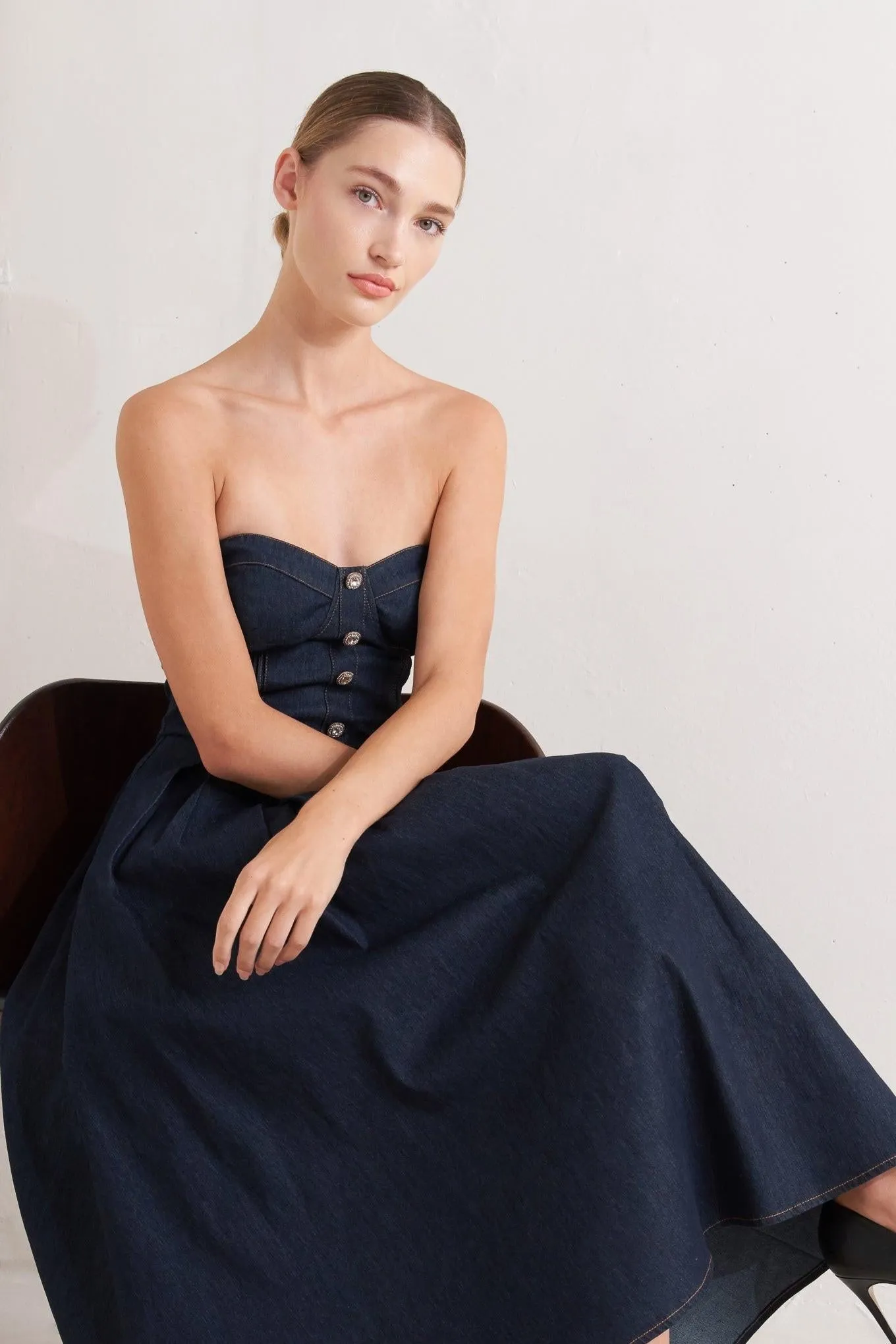 Urban Corset Denim Midi Dress sold by Zulily product image thumbnail 3