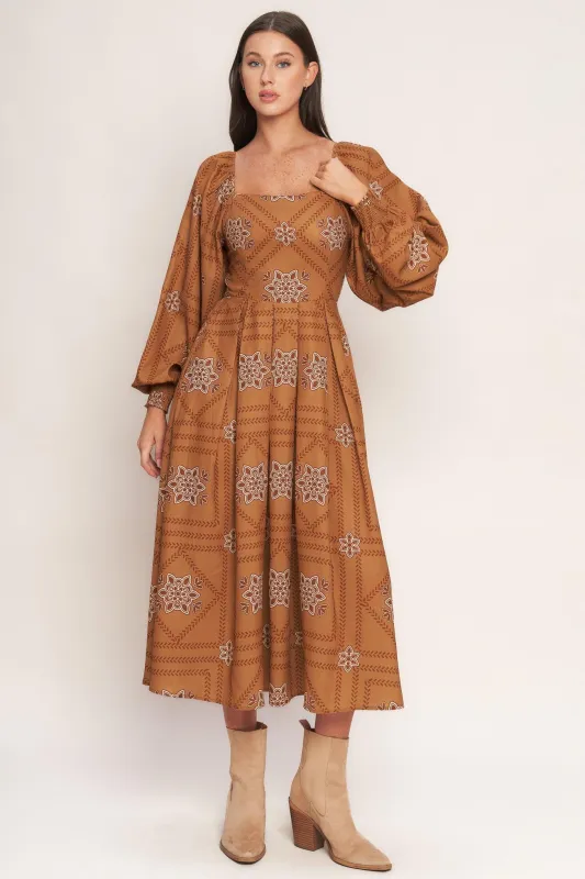 Southwest Squares Woven Midi Dress made by Flying Tomato