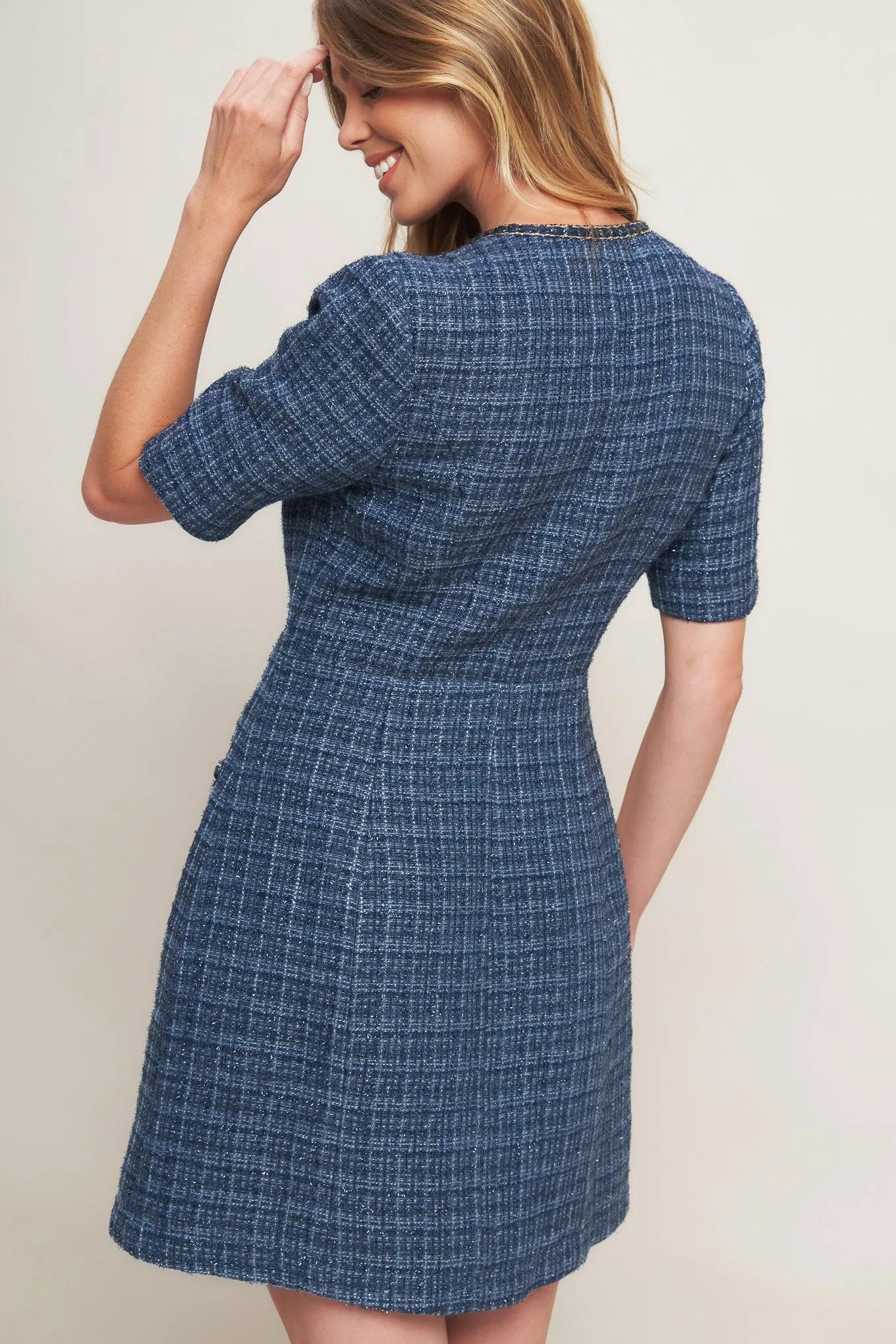 Modern Iconic Tweed Mini Dress sold by Zulily product image thumbnail 4