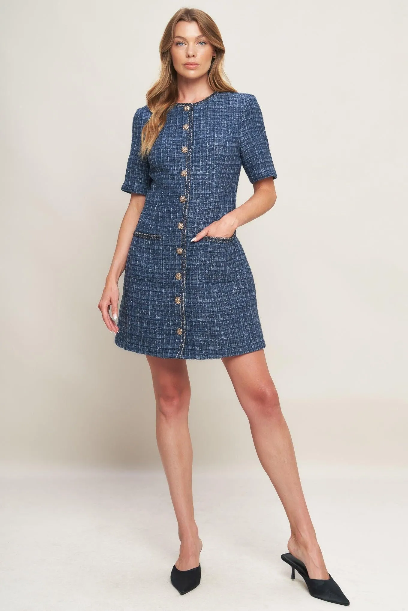 Modern Iconic Tweed Mini Dress sold by Zulily