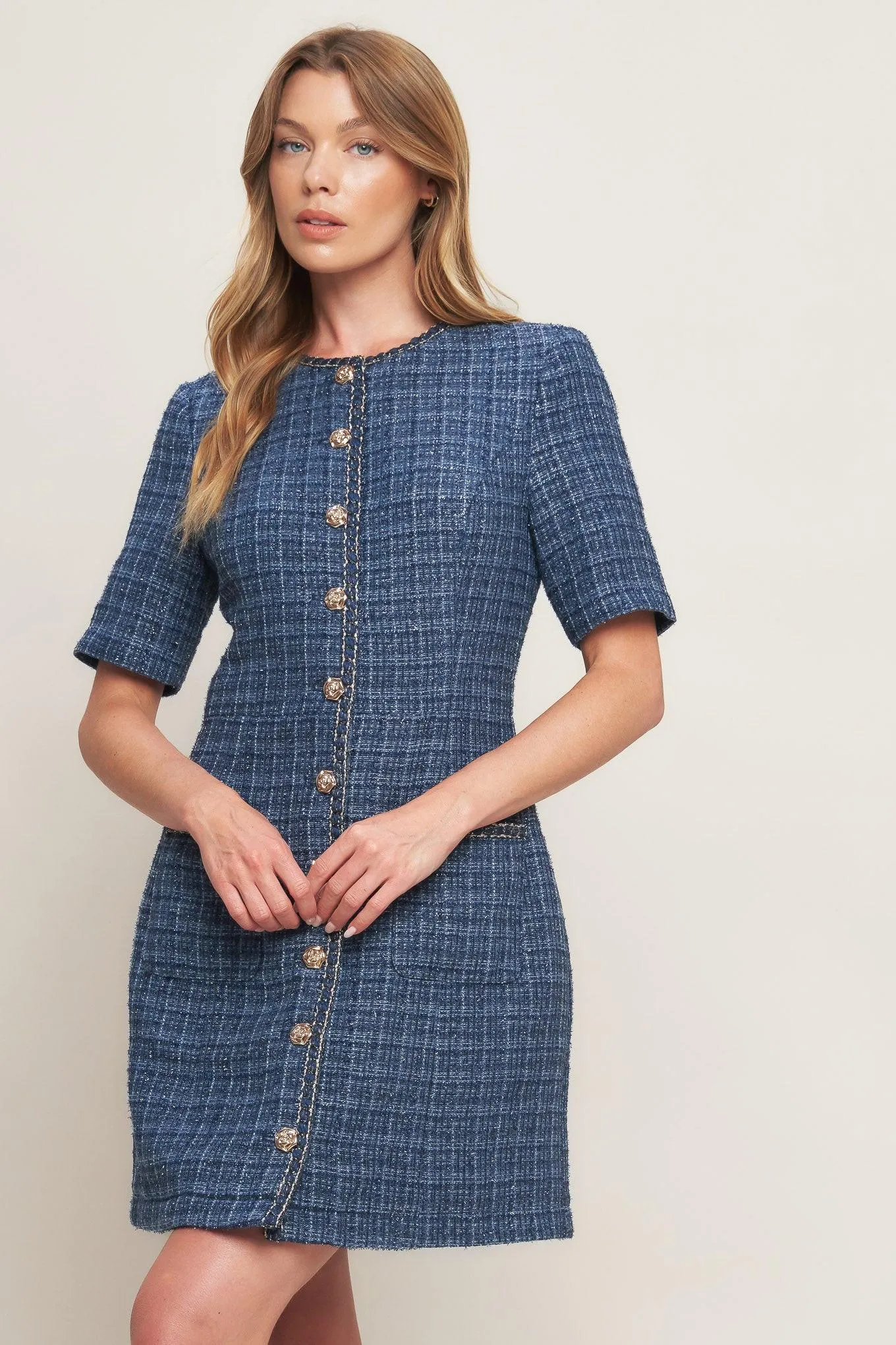 Modern Iconic Tweed Mini Dress sold by Zulily product image thumbnail 3