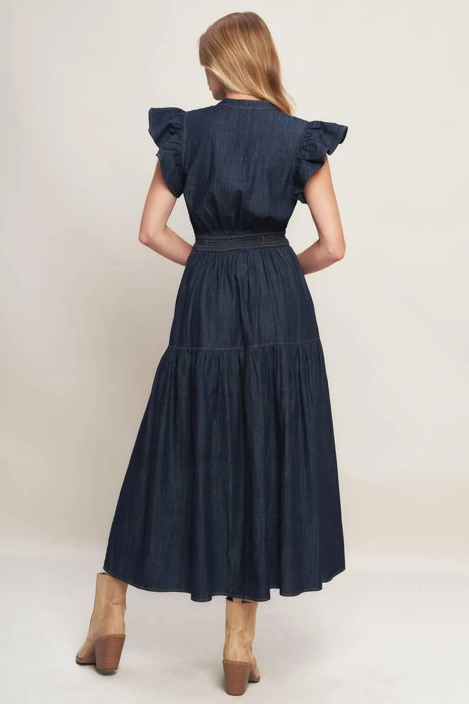 Power Denim Goddess Dark Indigo Midi Dress sold by Zulily product image thumbnail 5