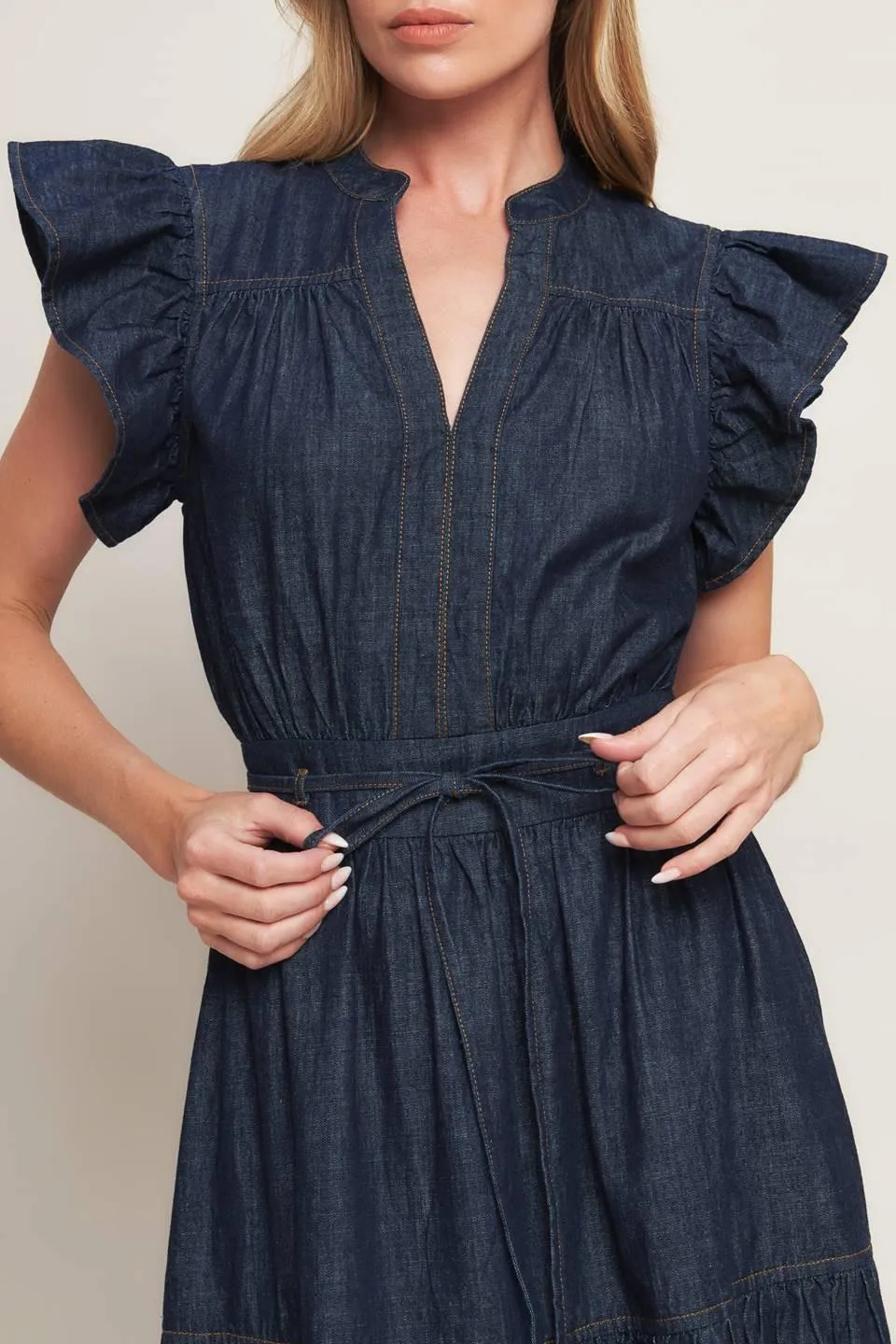 Power Denim Goddess Dark Indigo Midi Dress sold by Zulily product image thumbnail 2