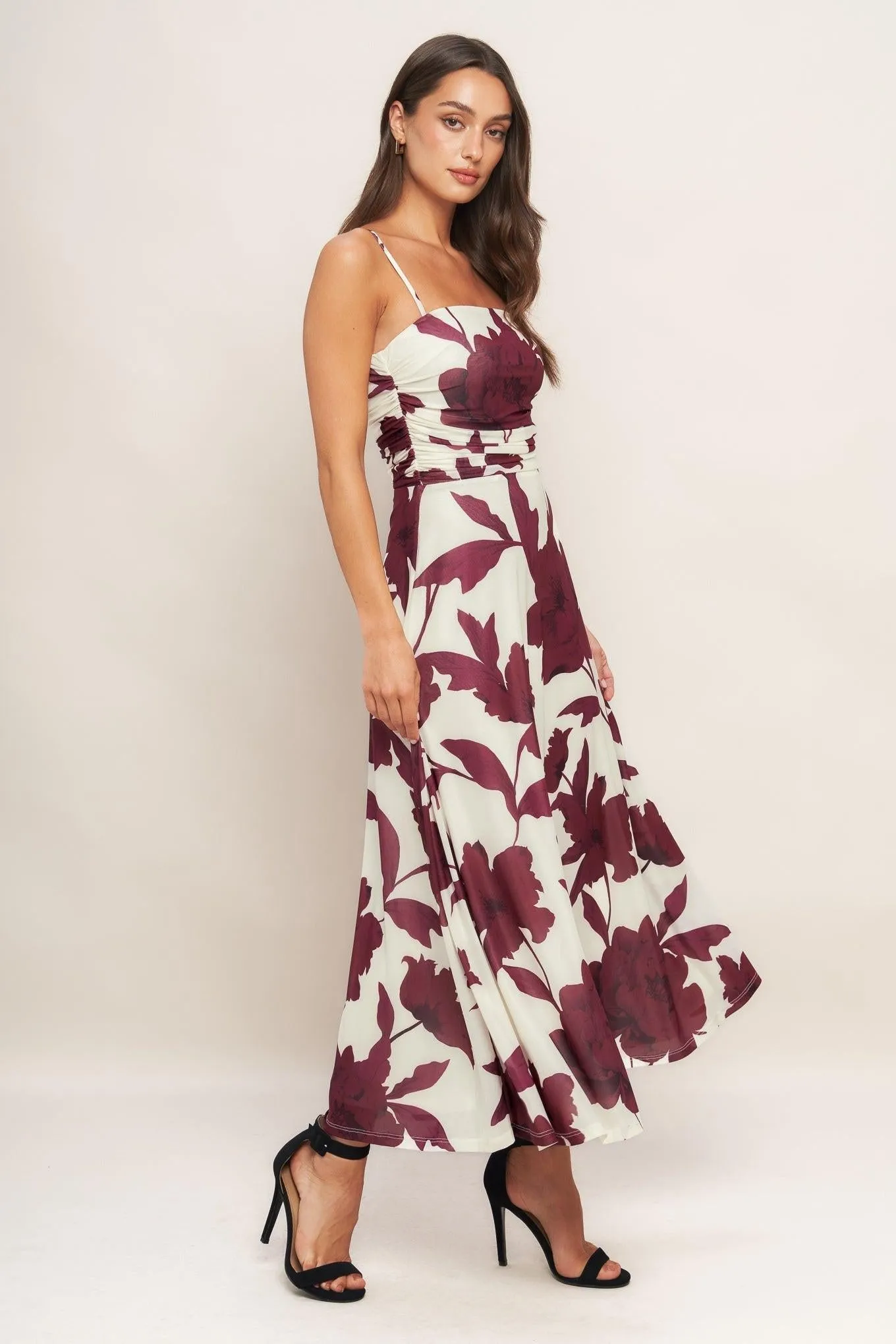 Wine Bloom Power Mesh Midi Dress sold by Zulily product image thumbnail 4