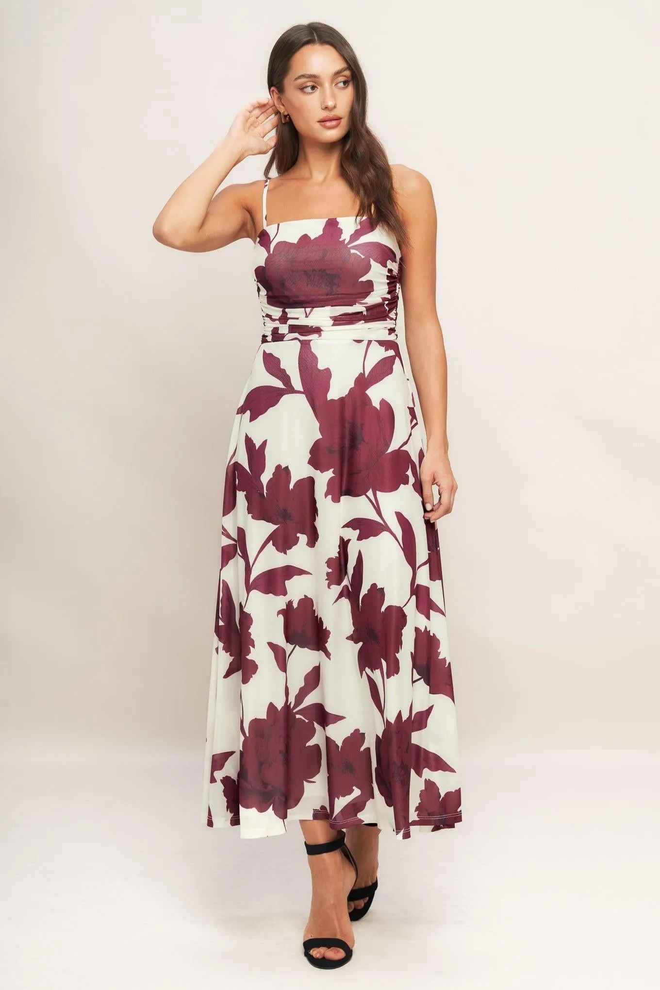 Wine Bloom Power Mesh Midi Dress sold by Zulily