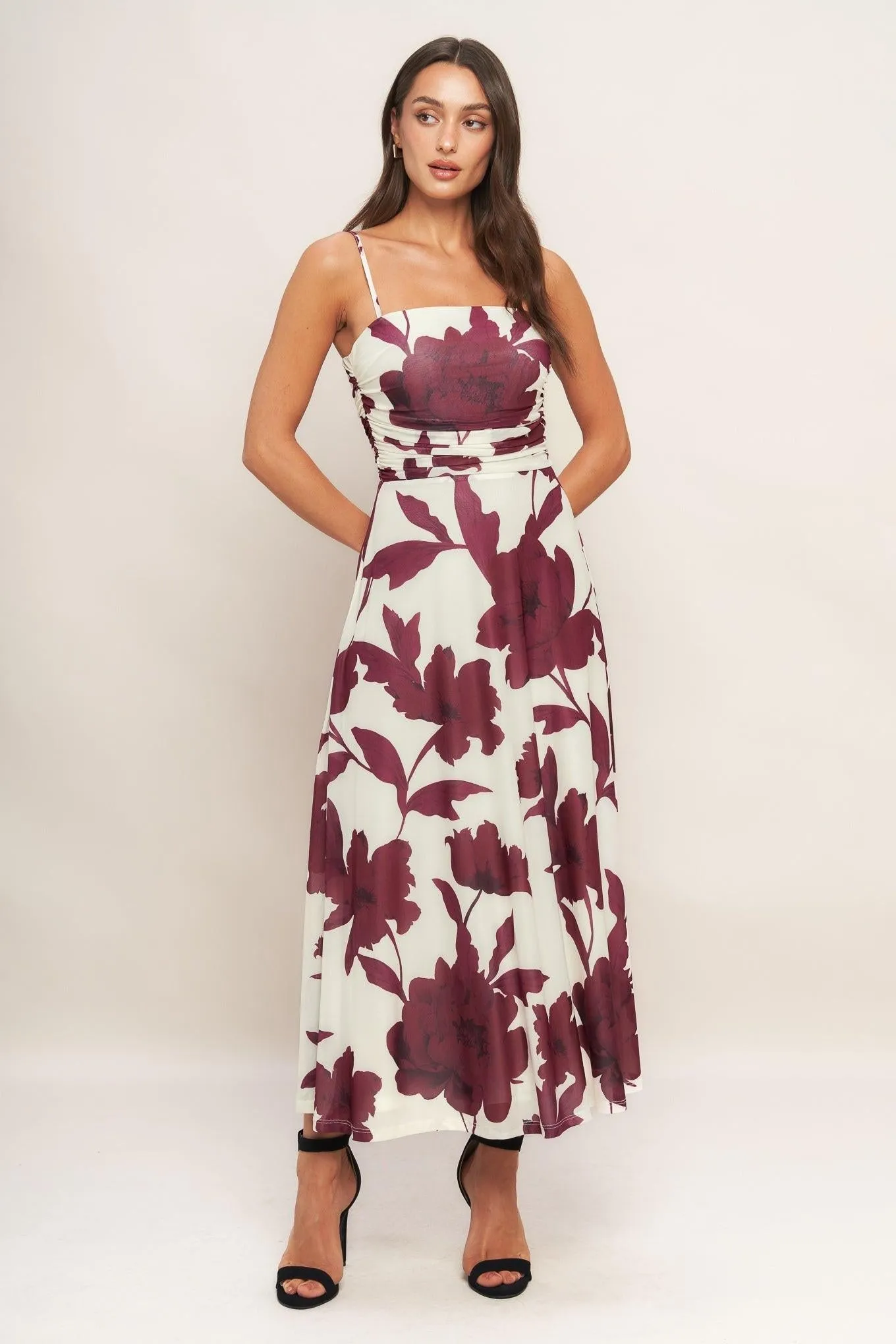 Wine Bloom Power Mesh Midi Dress sold by Zulily product image thumbnail 5