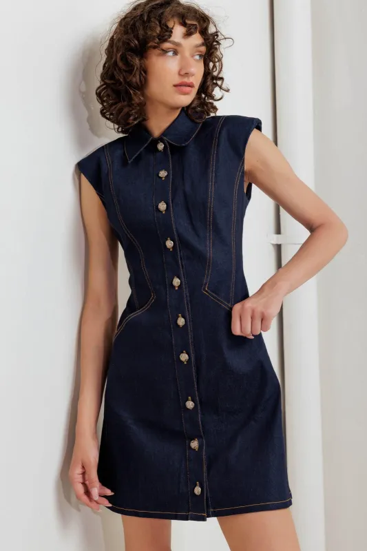 Sleek Craft Denim Mini Dress made by Flying Tomato