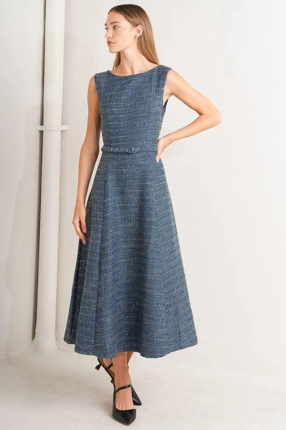 Vintage Vibe Bouclé Woven Tweed Midi Dress sold by Zulily product image thumbnail 4