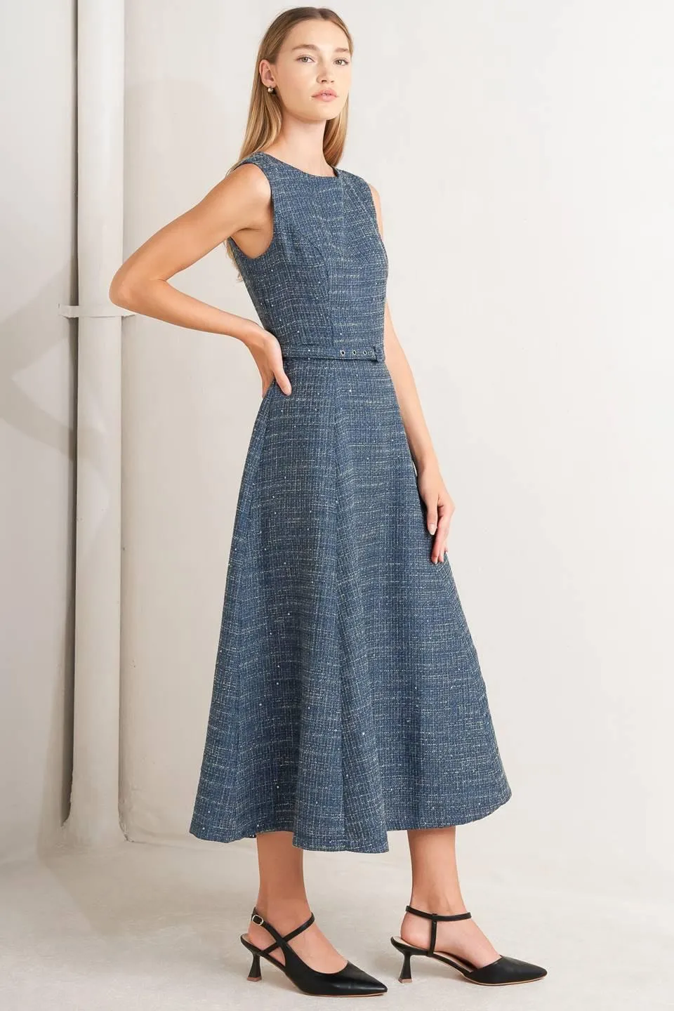 Vintage Vibe Bouclé Woven Tweed Midi Dress sold by Zulily product image thumbnail 5