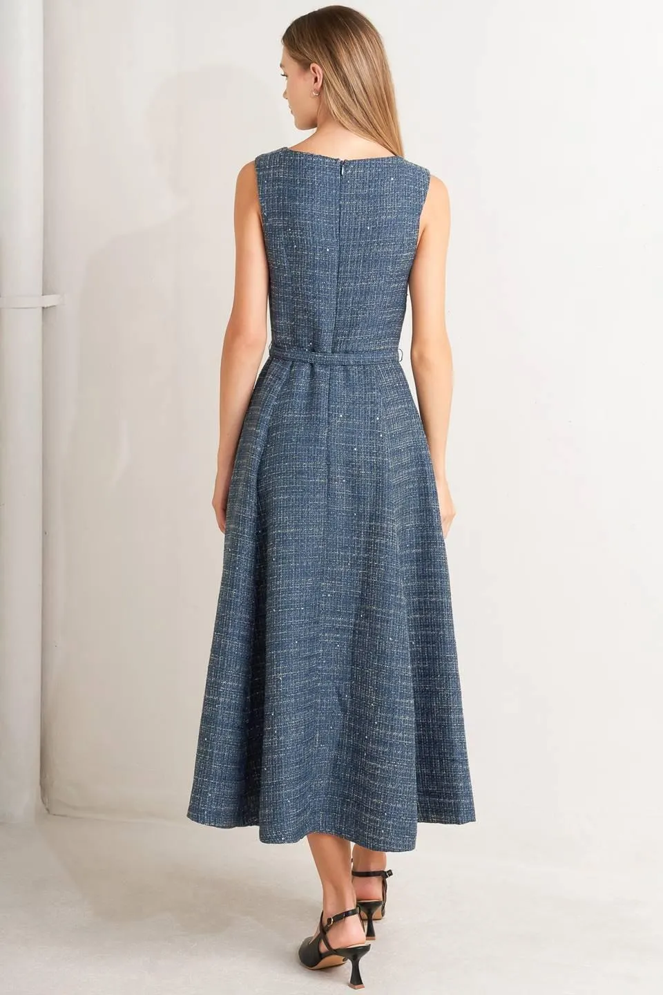 Vintage Vibe Bouclé Woven Tweed Midi Dress sold by Zulily product image thumbnail 3