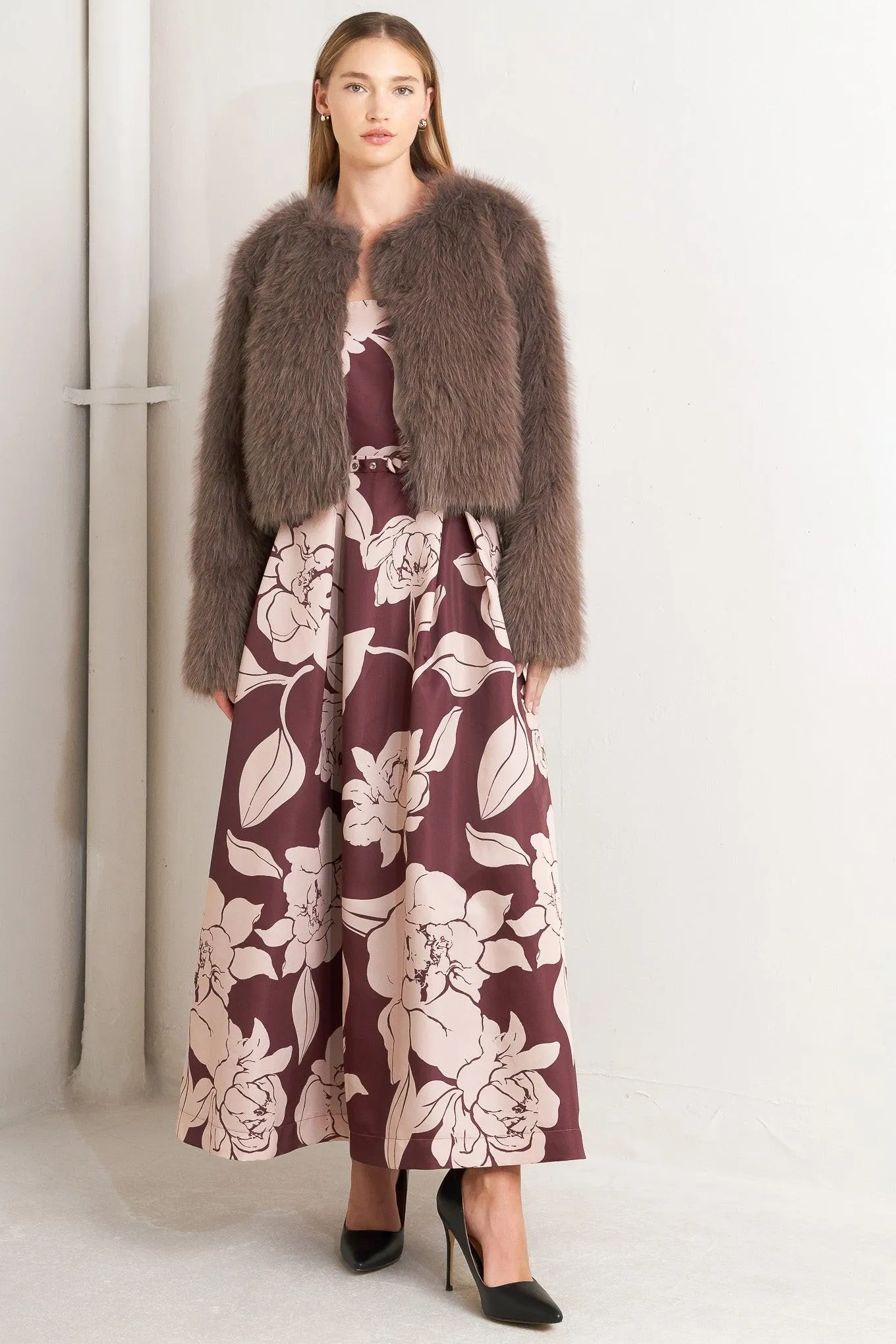 London Flare Mocha Faux Fur Crop Jacket sold by Zulily product image thumbnail 5