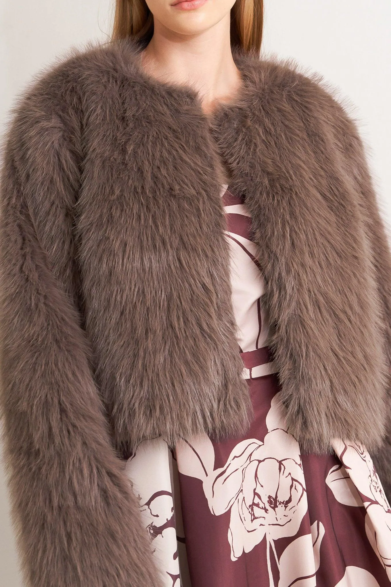London Flare Mocha Faux Fur Crop Jacket sold by Zulily product image thumbnail 2