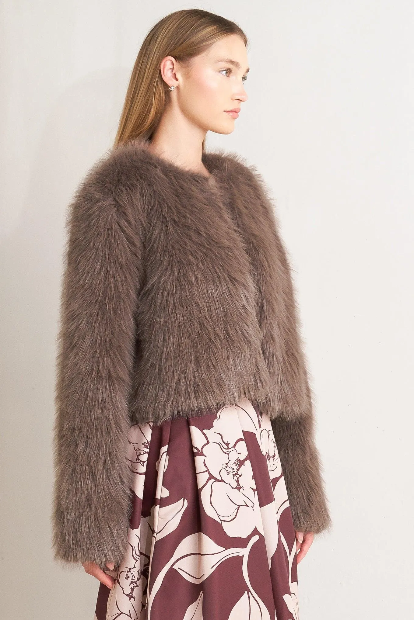 London Flare Mocha Faux Fur Crop Jacket sold by Zulily product image thumbnail 3