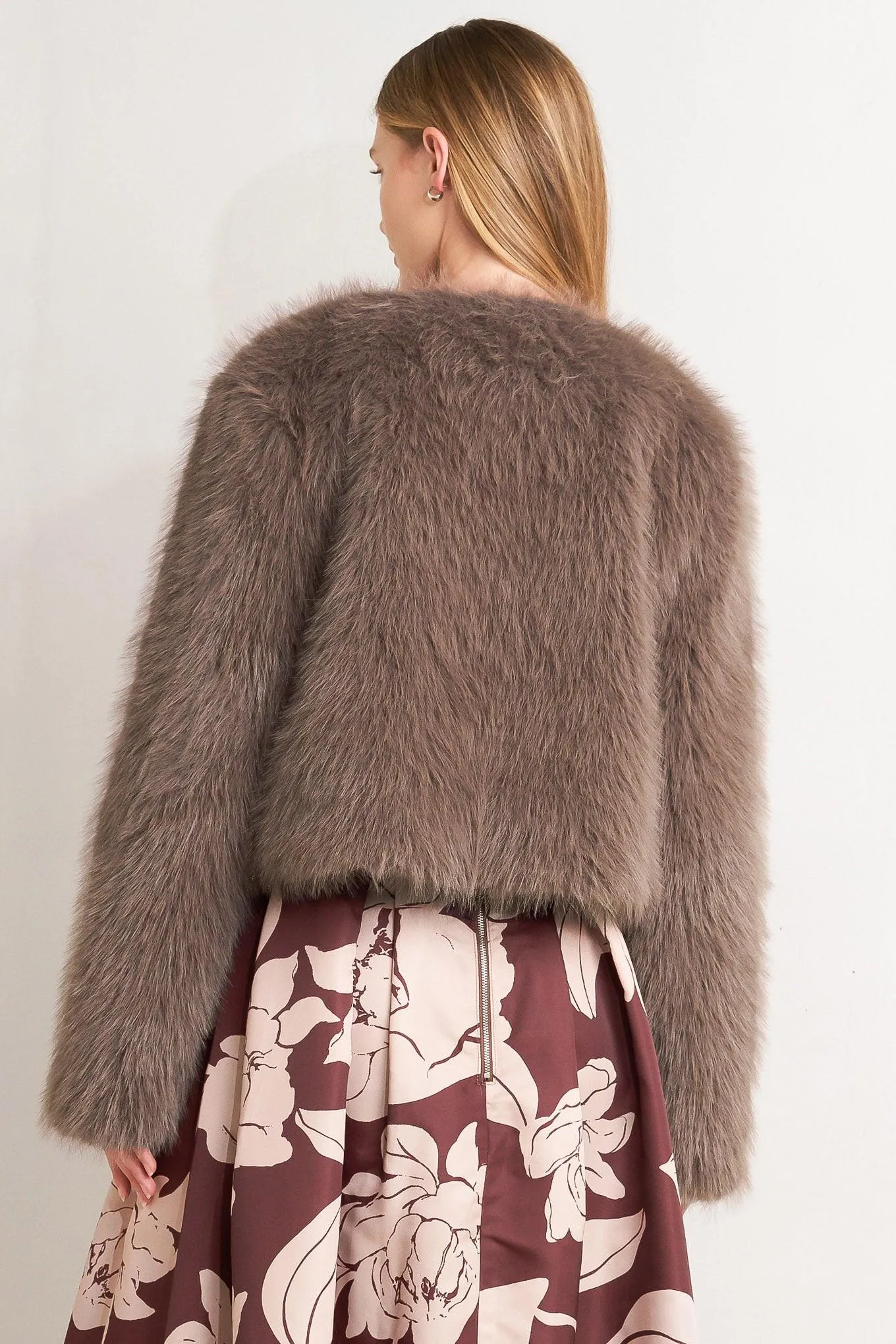 London Flare Mocha Faux Fur Crop Jacket sold by Zulily product image thumbnail 4
