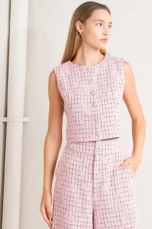 Rosé Edge Ensemble Tweed Vest made by Flying Tomato