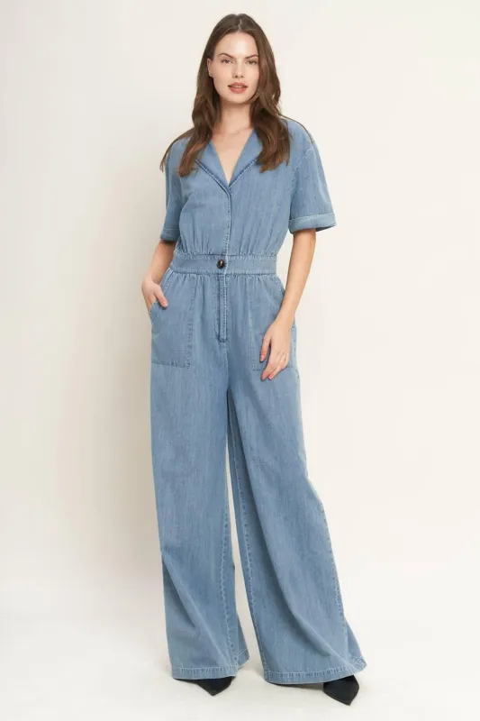 Quiet Luxury Lightweight Denim Jumpsuit made by Flying Tomato