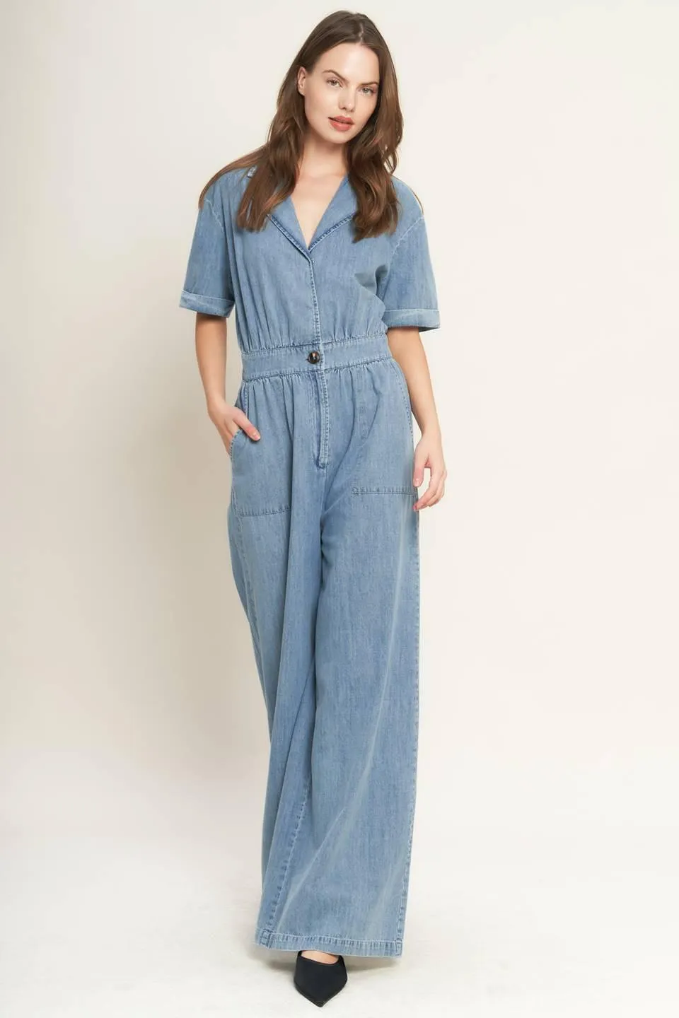 Quiet Luxury Lightweight Denim Jumpsuit sold by Zulily product image thumbnail 3